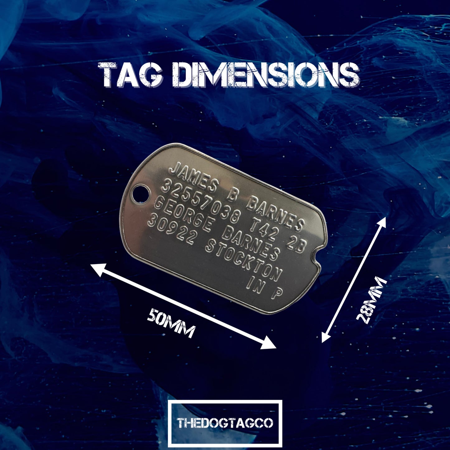 James 'Bucky' Barnes WWII Style Military Dog Tags Prop Replica - Notched pre 1965 WW2 - Stainless Steel - Chain Included - TheDogTagCo