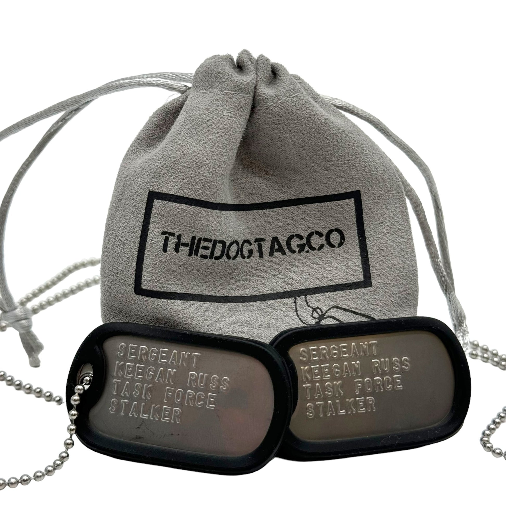 'KEEGAN RUSS' Military Dog Tags - Cosplay Costume Prop Replica - Stainless Steel Chains Included - TheDogTagCo