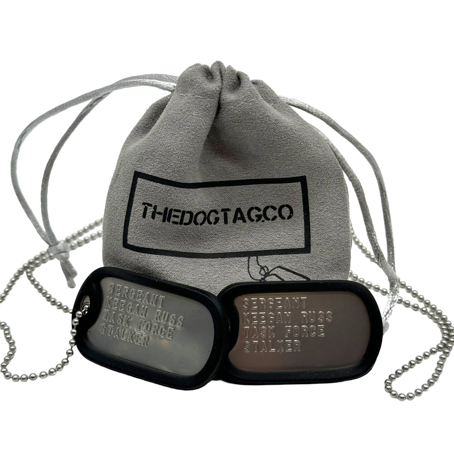 'KEEGAN RUSS' Military Dog Tags - Cosplay Costume Prop Replica - Stainless Steel Chains Included - TheDogTagCo