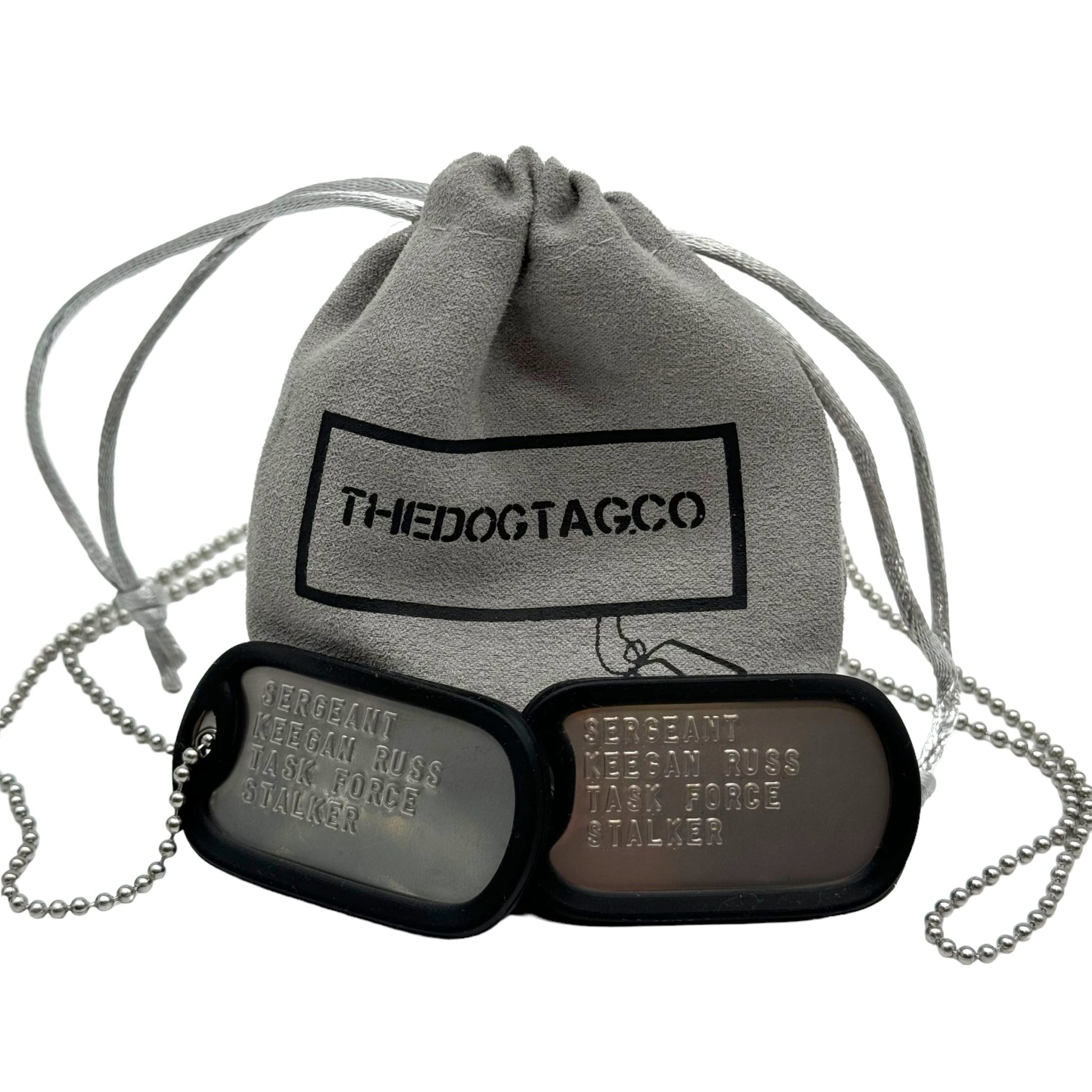 'KEEGAN RUSS' Military Dog Tags - Cosplay Costume Prop Replica - Stainless Steel Chains Included - TheDogTagCo
