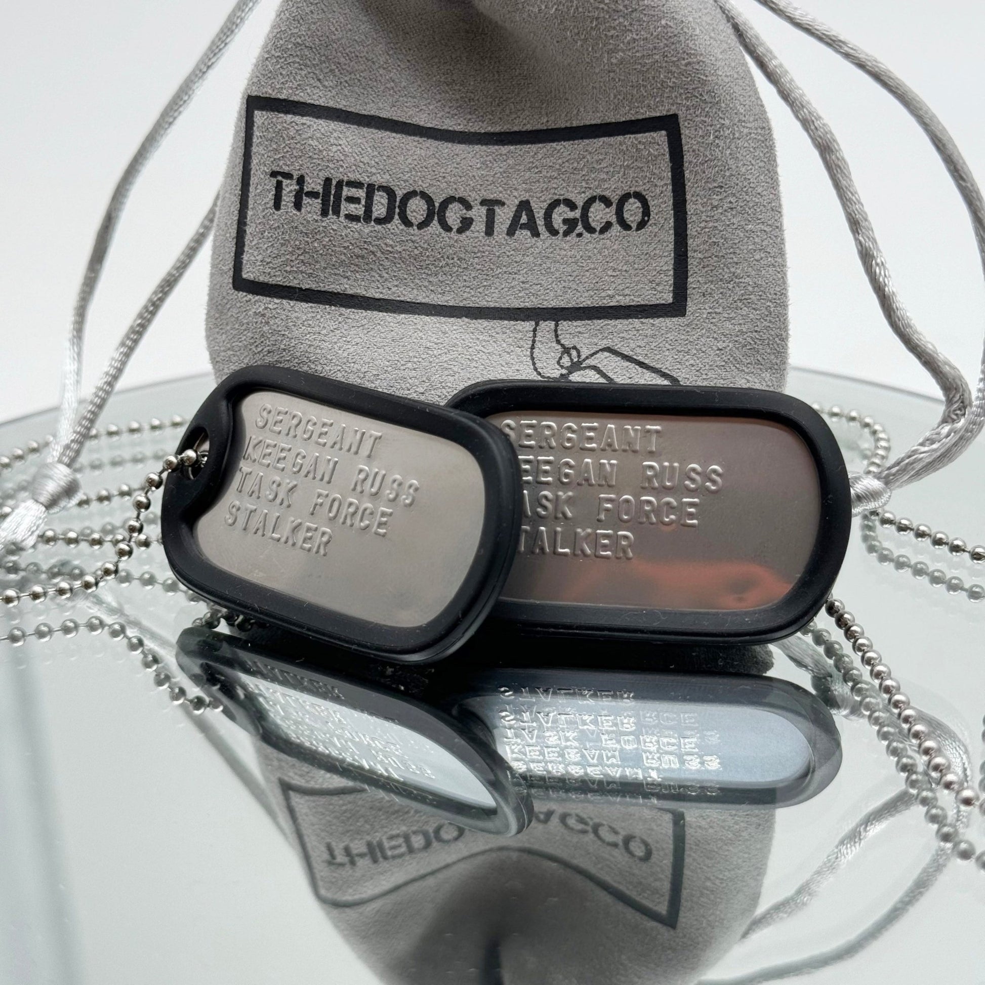 'KEEGAN RUSS' Military Dog Tags - Cosplay Costume Prop Replica - Stainless Steel Chains Included - TheDogTagCo