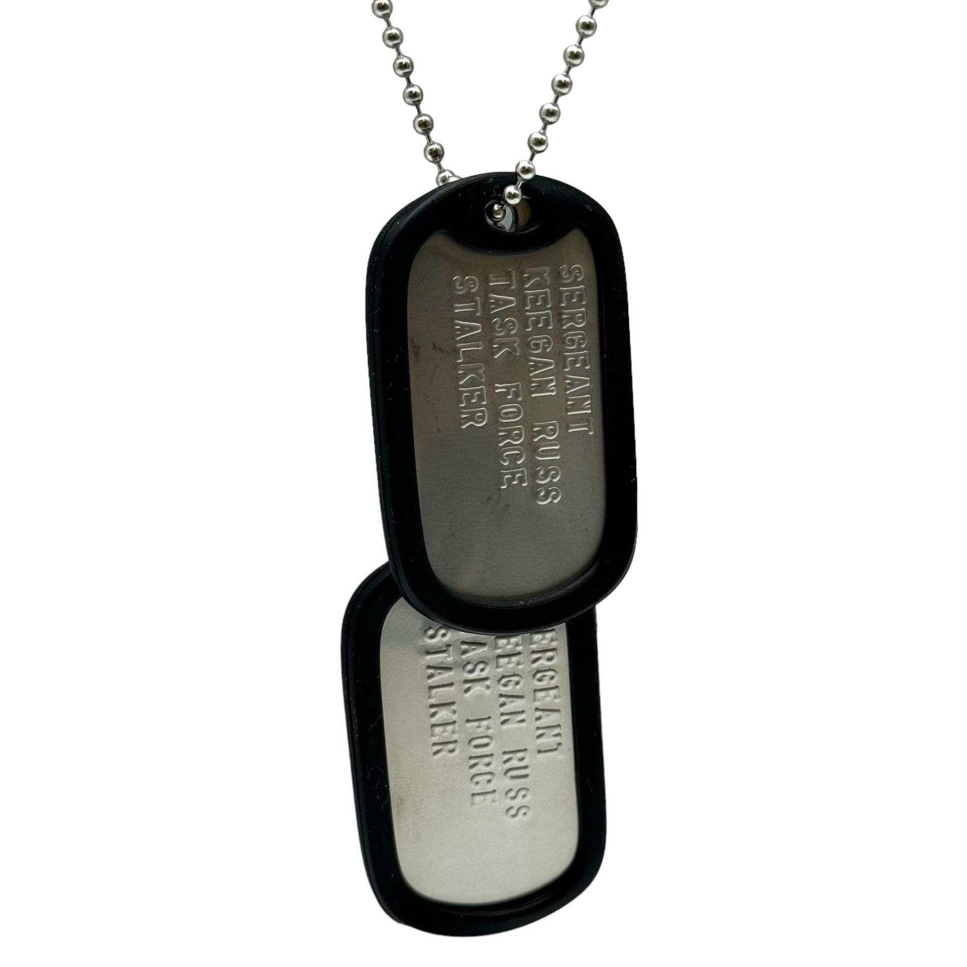 'KEEGAN RUSS' Military Dog Tags - Cosplay Costume Prop Replica - Stainless Steel Chains Included - TheDogTagCo