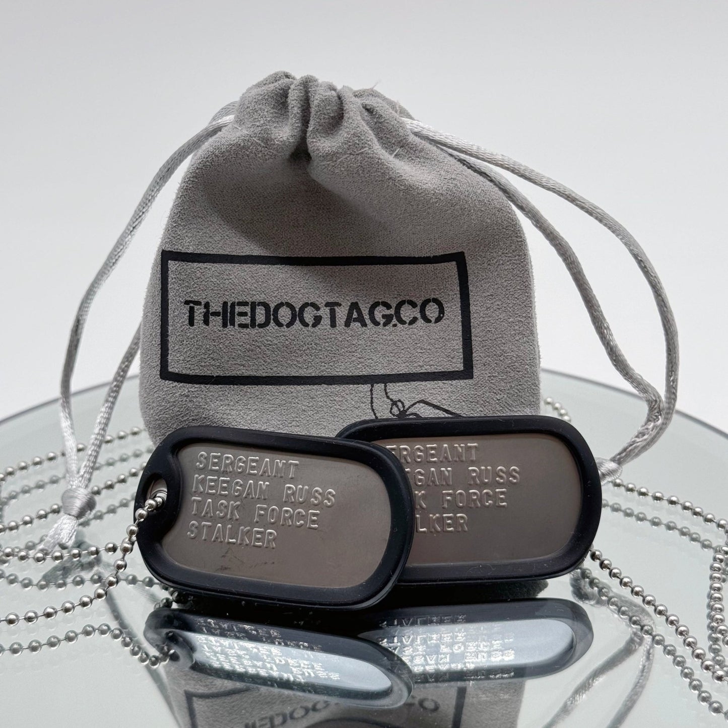 'KEEGAN RUSS' Military Dog Tags - Cosplay Costume Prop Replica - Stainless Steel Chains Included - TheDogTagCo