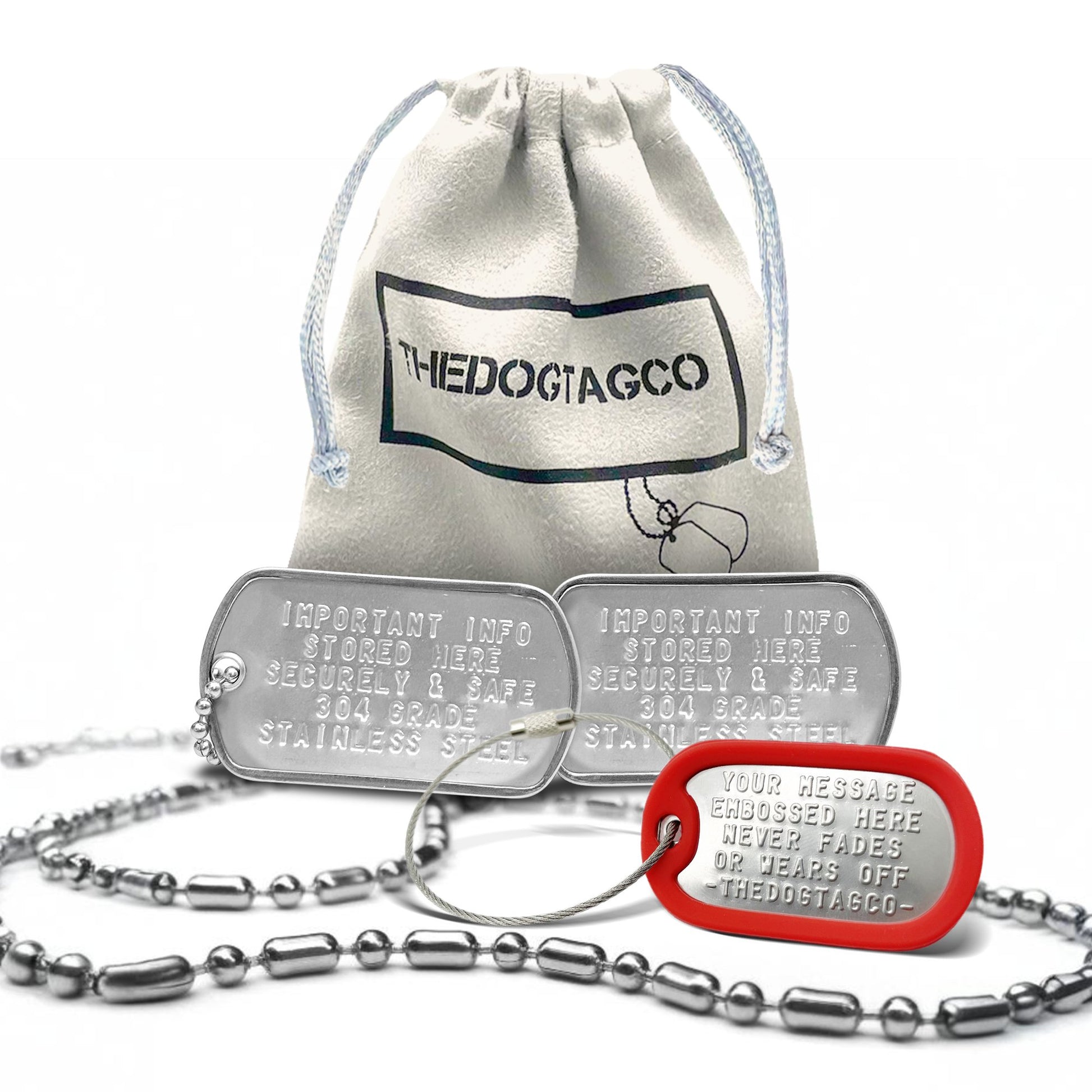 Personalised Embossed Dog Tag and Luggage Tag Bundle for Bikers Stainless Steel Travel Gift Durable Accessories - TheDogTagCo