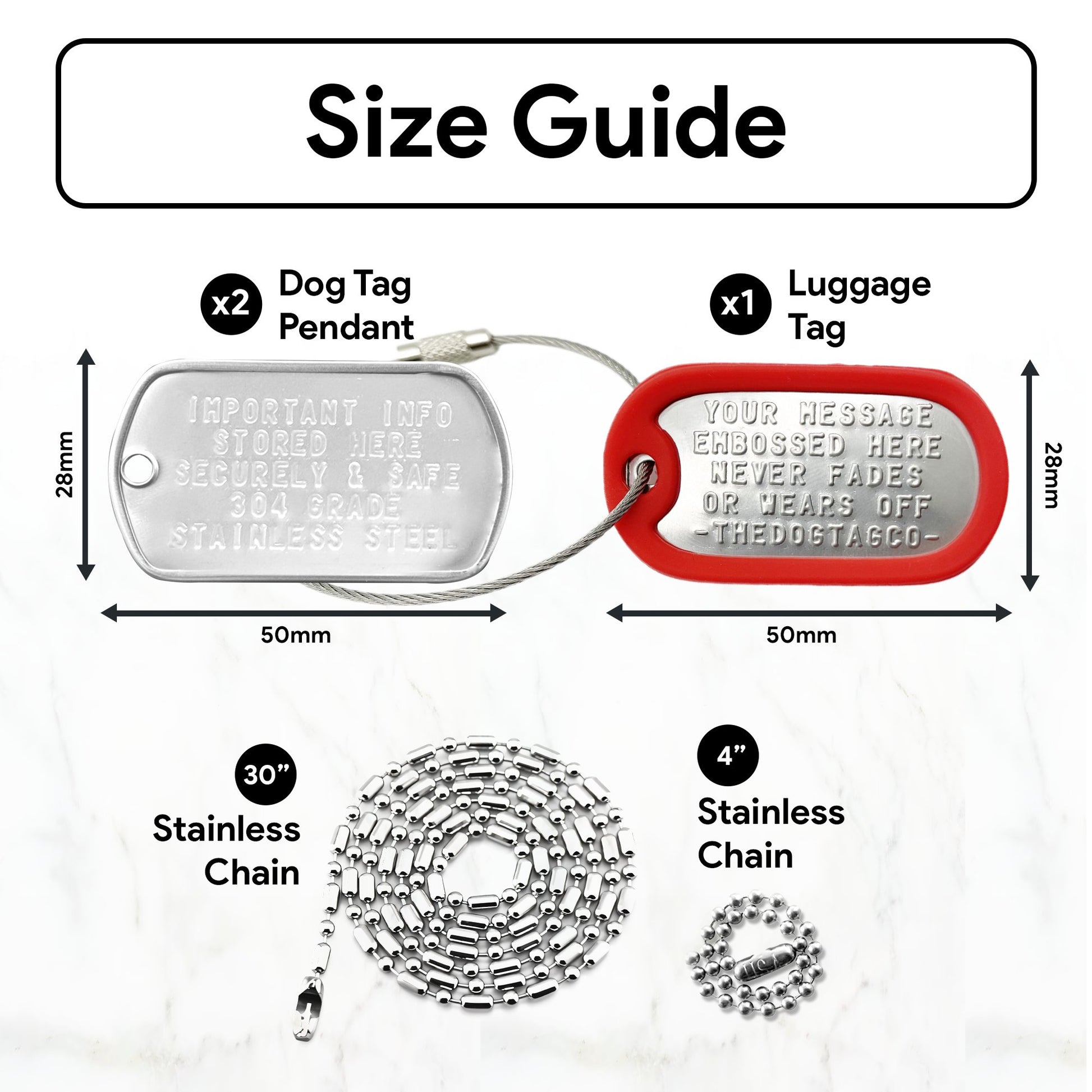 Personalised Embossed Dog Tag and Luggage Tag Bundle for Bikers Stainless Steel Travel Gift Durable Accessories - TheDogTagCo