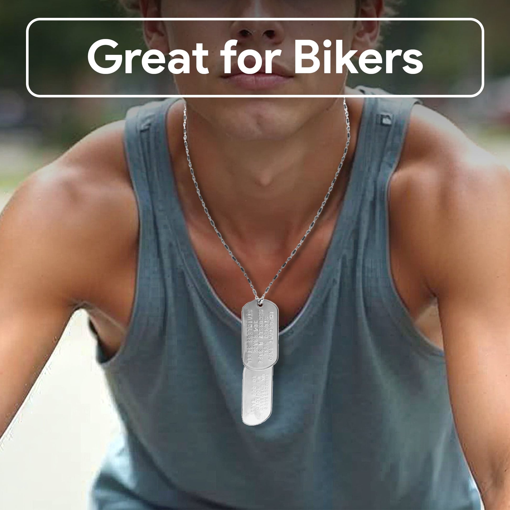 Personalised Embossed Dog Tag and Luggage Tag Bundle for Bikers Stainless Steel Travel Gift Durable Accessories - TheDogTagCo