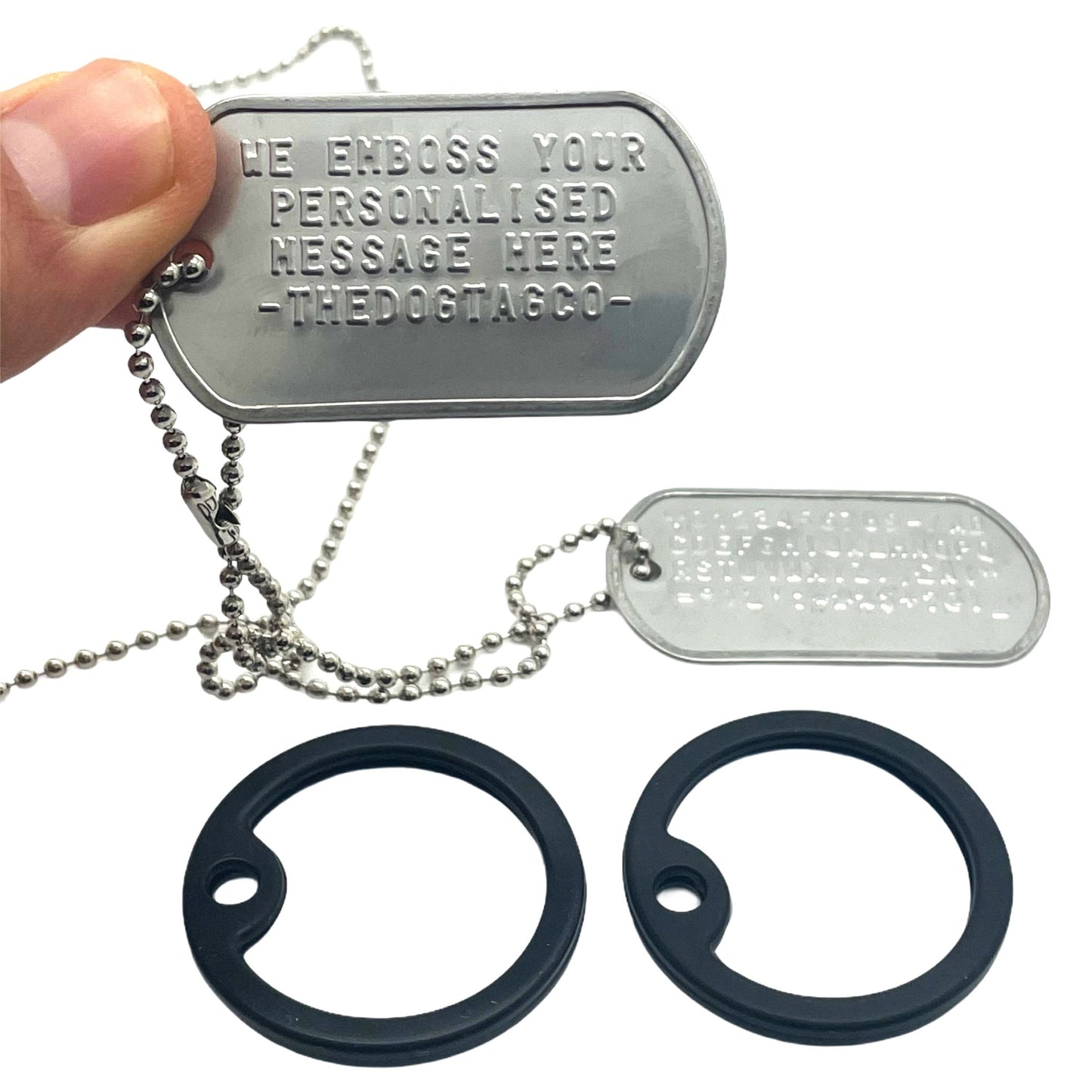 Authentic Personalised US Military Embossed Stainless Steel Dog Tags Pair Set - 1975 To Present Day - TheDogTagCo