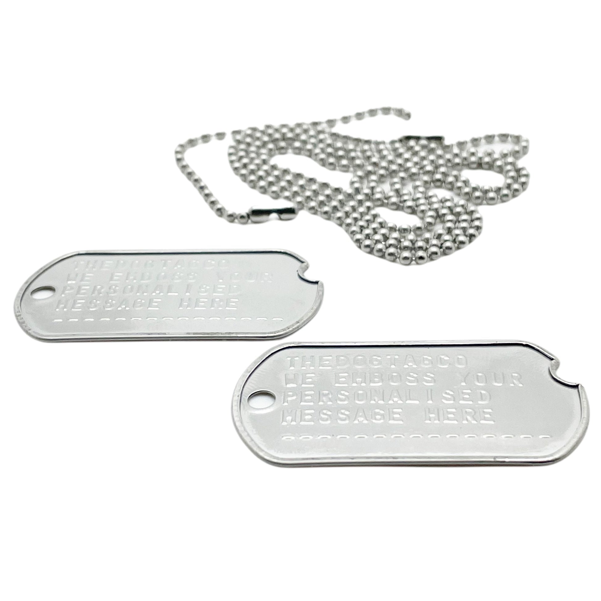 Authentic Personalised US Military Embossed Stainless Steel Dog Tags Pair Set - WW2 - pre 1965 Exact Replica - TheDogTagCo