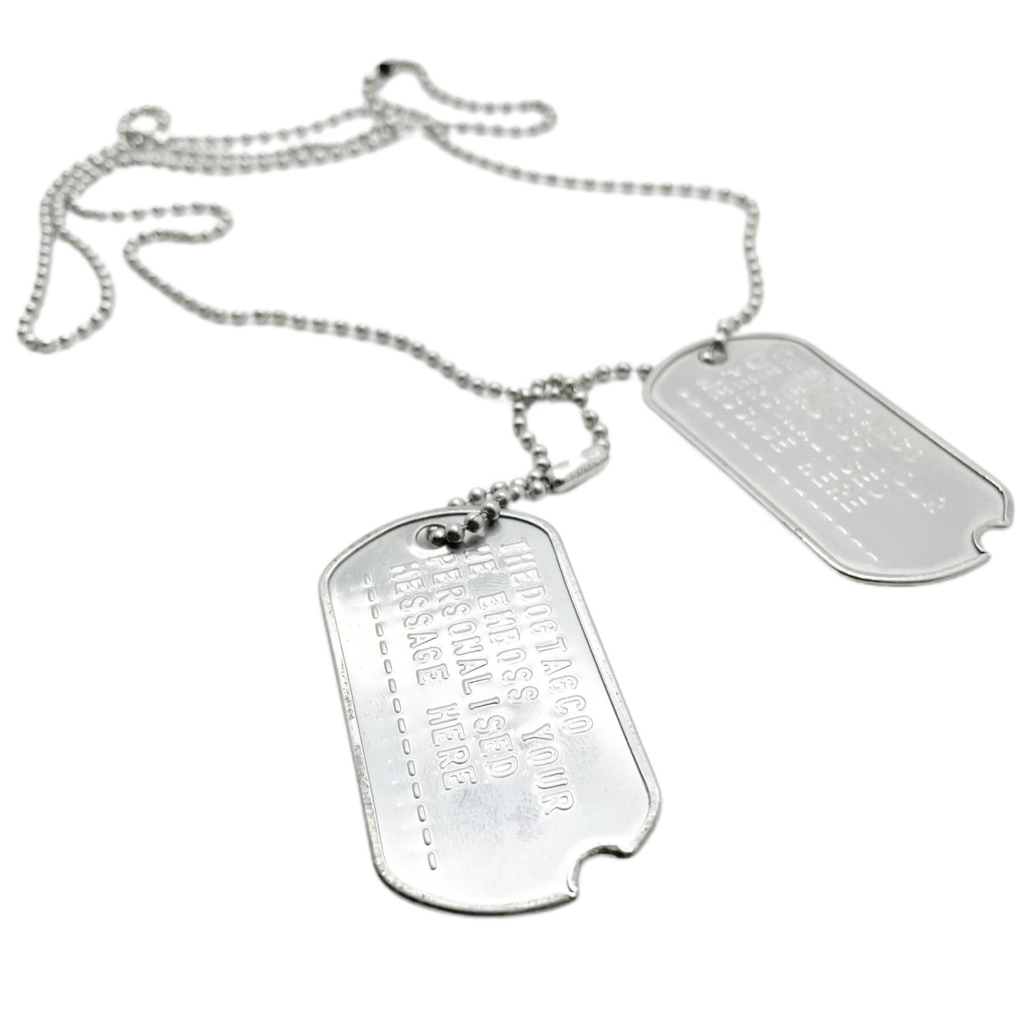 Authentic Personalised US Military Embossed Stainless Steel Dog Tags Pair Set - WW2 - pre 1965 Exact Replica - TheDogTagCo