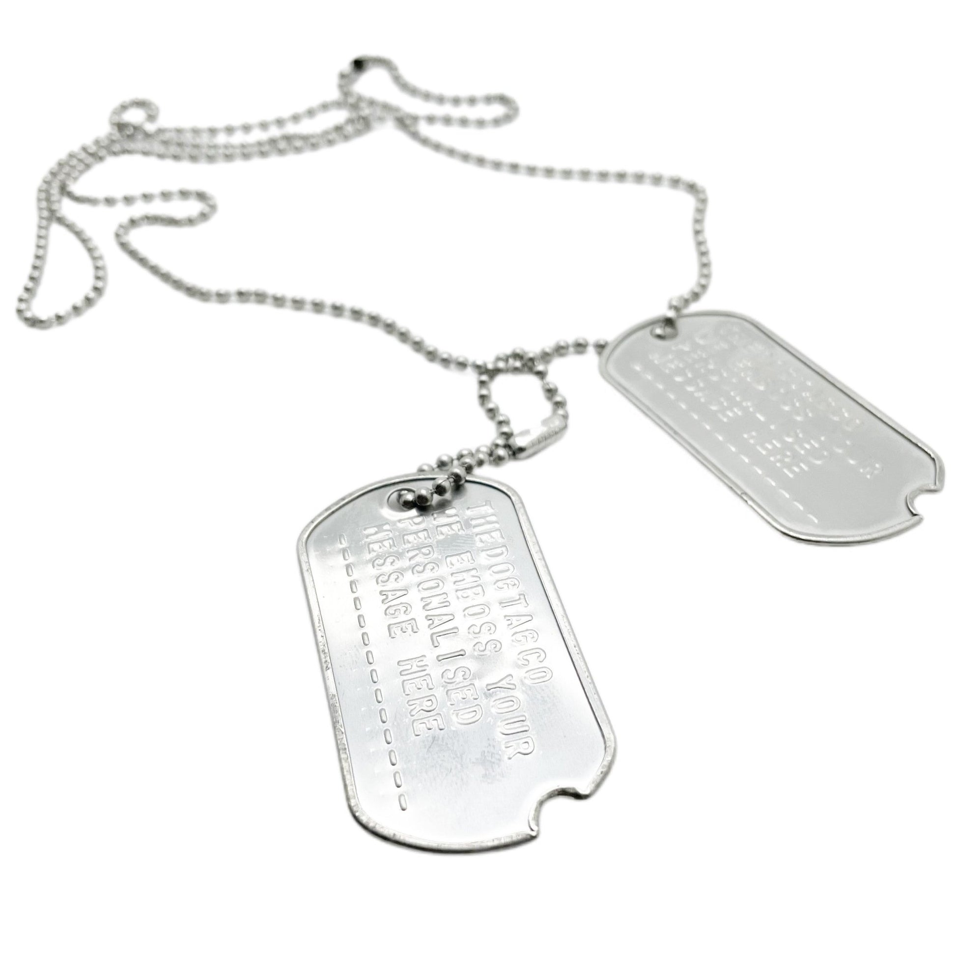 Authentic Personalised US Military Embossed Stainless Steel Dog Tags Pair Set - WW2 - pre 1965 Exact Replica - TheDogTagCo