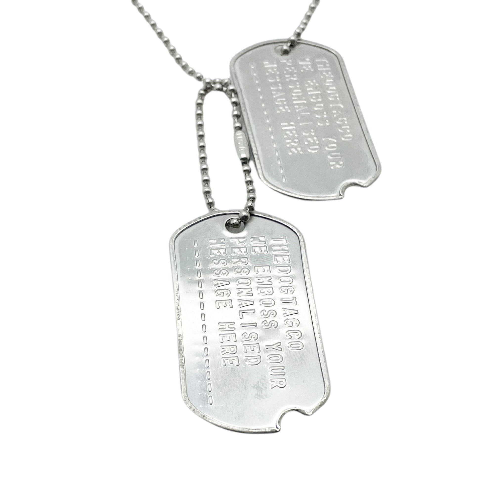 Authentic Personalised US Military Embossed Stainless Steel Dog Tags Pair Set - WW2 - pre 1965 Exact Replica - TheDogTagCo