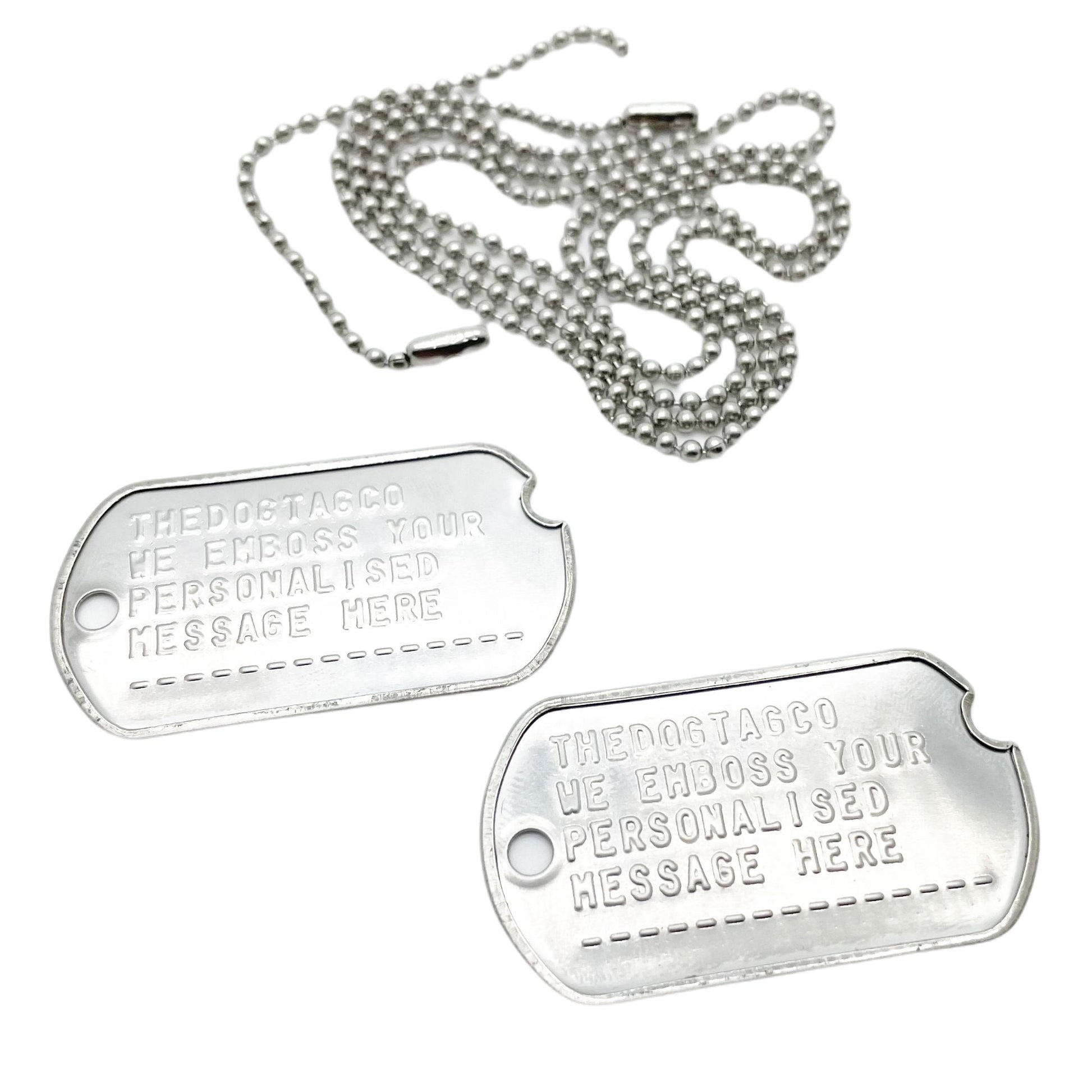 Authentic Personalised US Military Embossed Stainless Steel Dog Tags Pair Set - WW2 - pre 1965 Exact Replica - TheDogTagCo