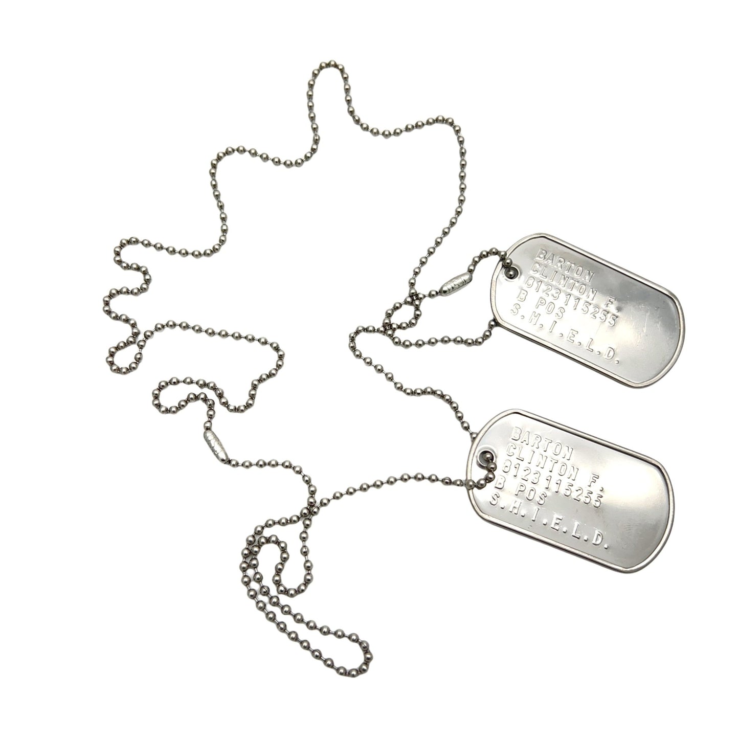 Barton Clinton 'HAWKEYE' Military Dog Tags - Costume Cosplay Prop Replica - Stainless Steel Chains Included - TheDogTagCo