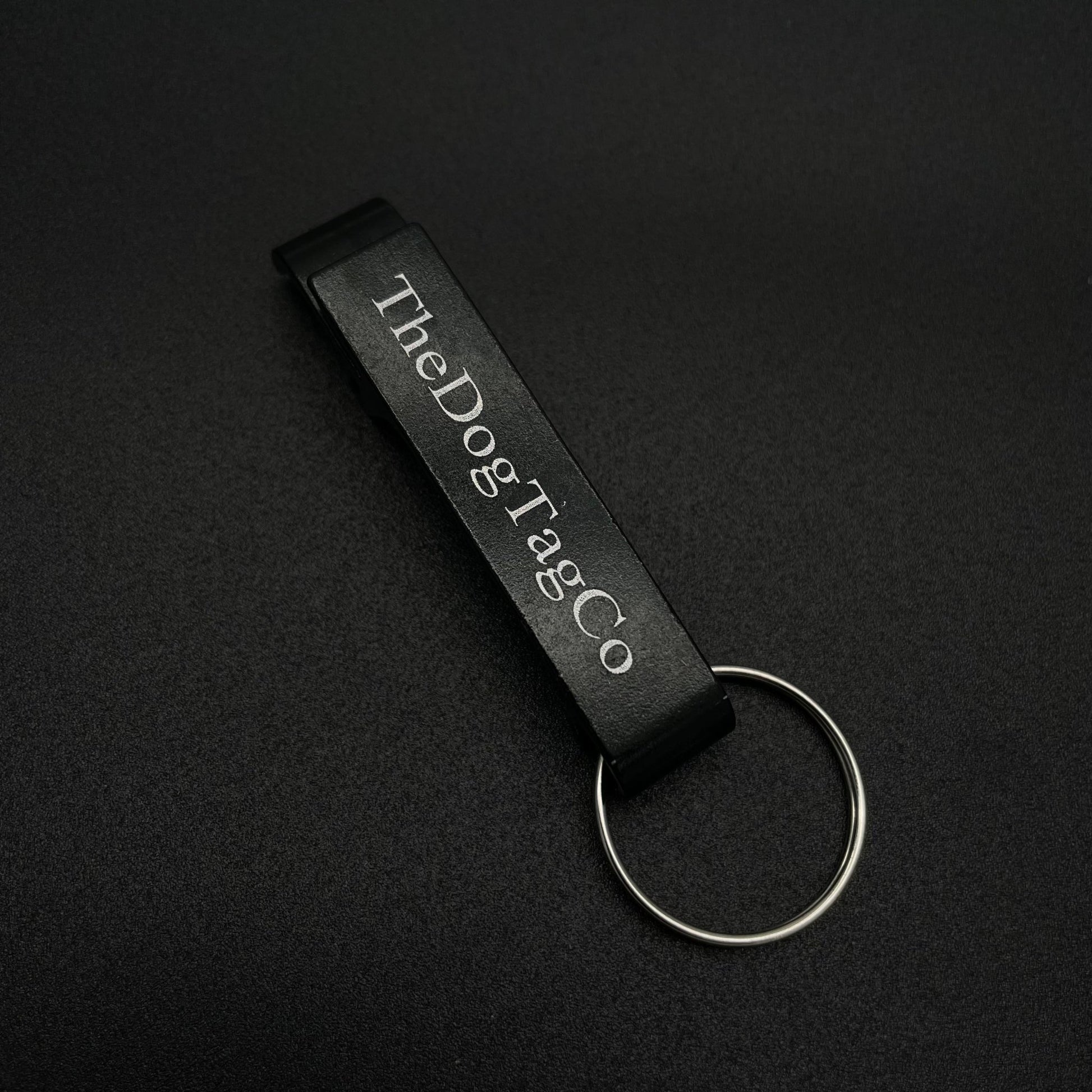 Bottle Opener Key Ring Keyring Jet Black Finish - TheDogTagCo - TheDogTagCo