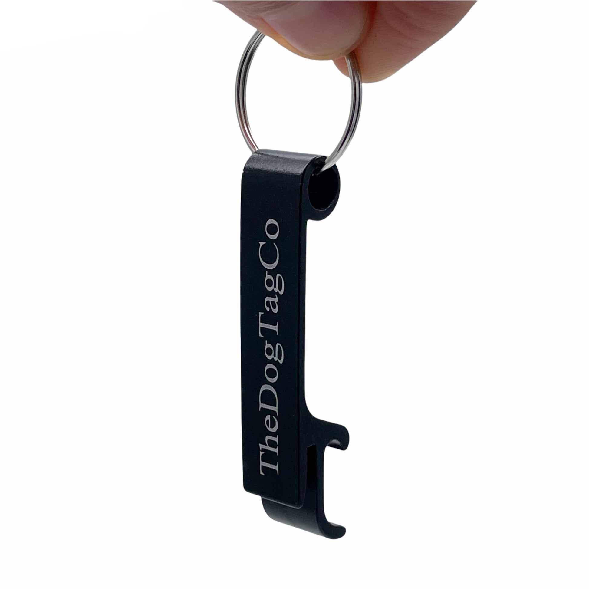 Bottle Opener Key Ring Keyring Jet Black Finish - TheDogTagCo - TheDogTagCo