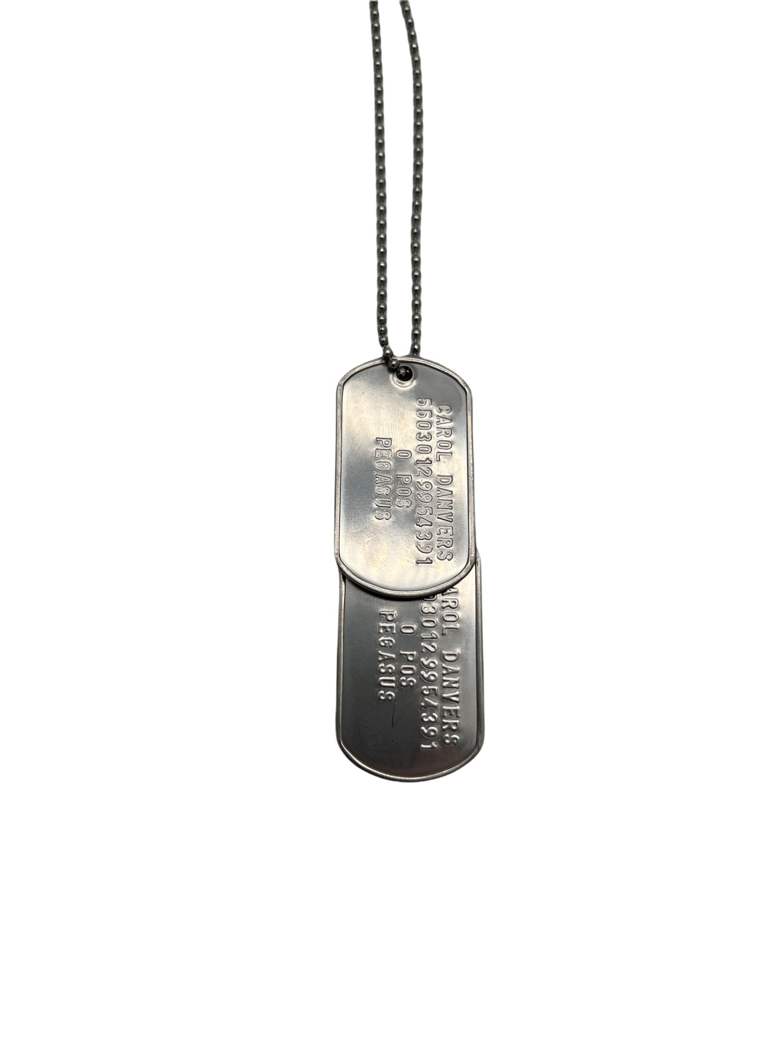 'CAPTAIN DANVERS' Military Dog Tags - Cosplay Costume Prop Replica - Stainless Steel Chains Included - TheDogTagCo