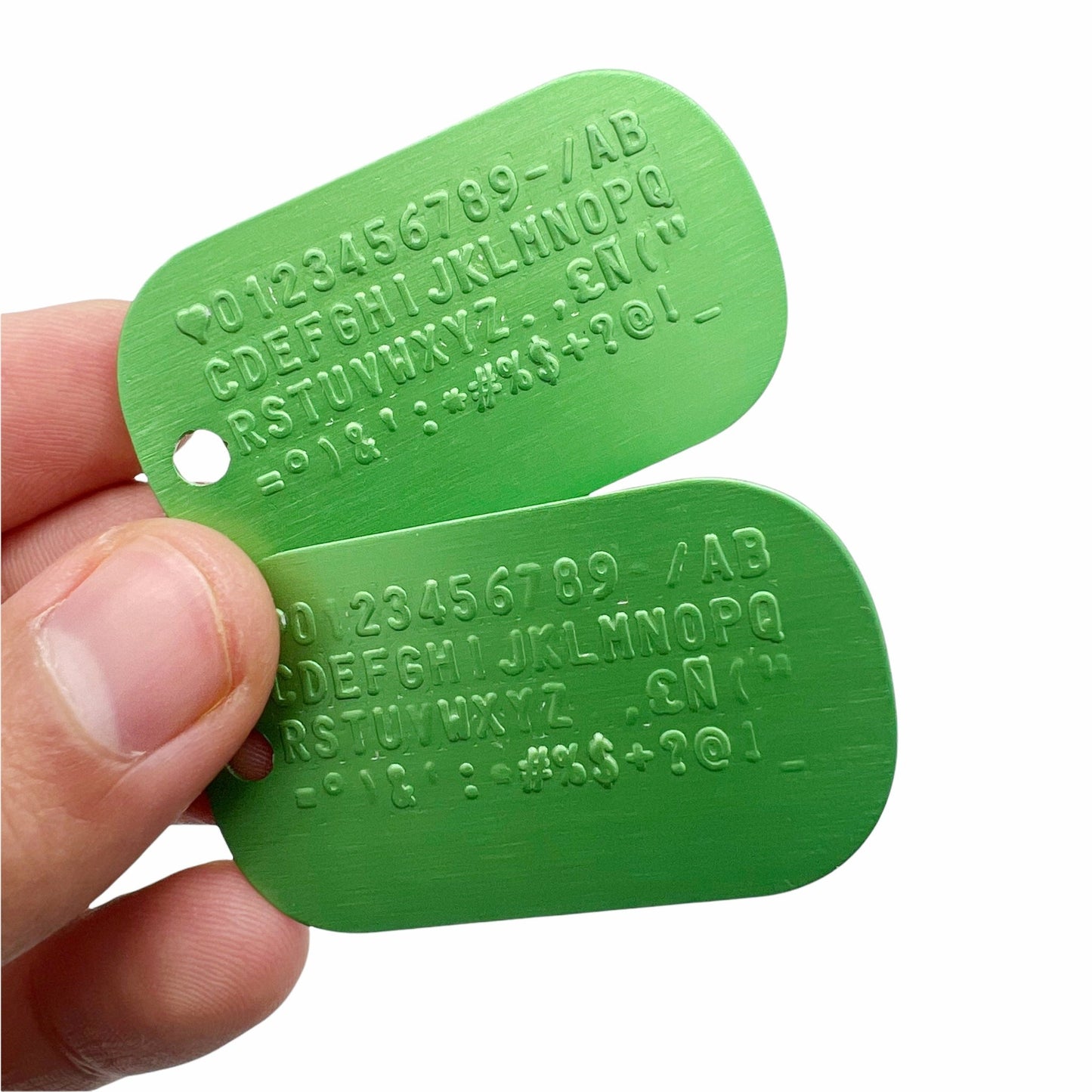 Custom Military Dog Tag (Green PAIR Set with Green Chains) - TheDogTagCo