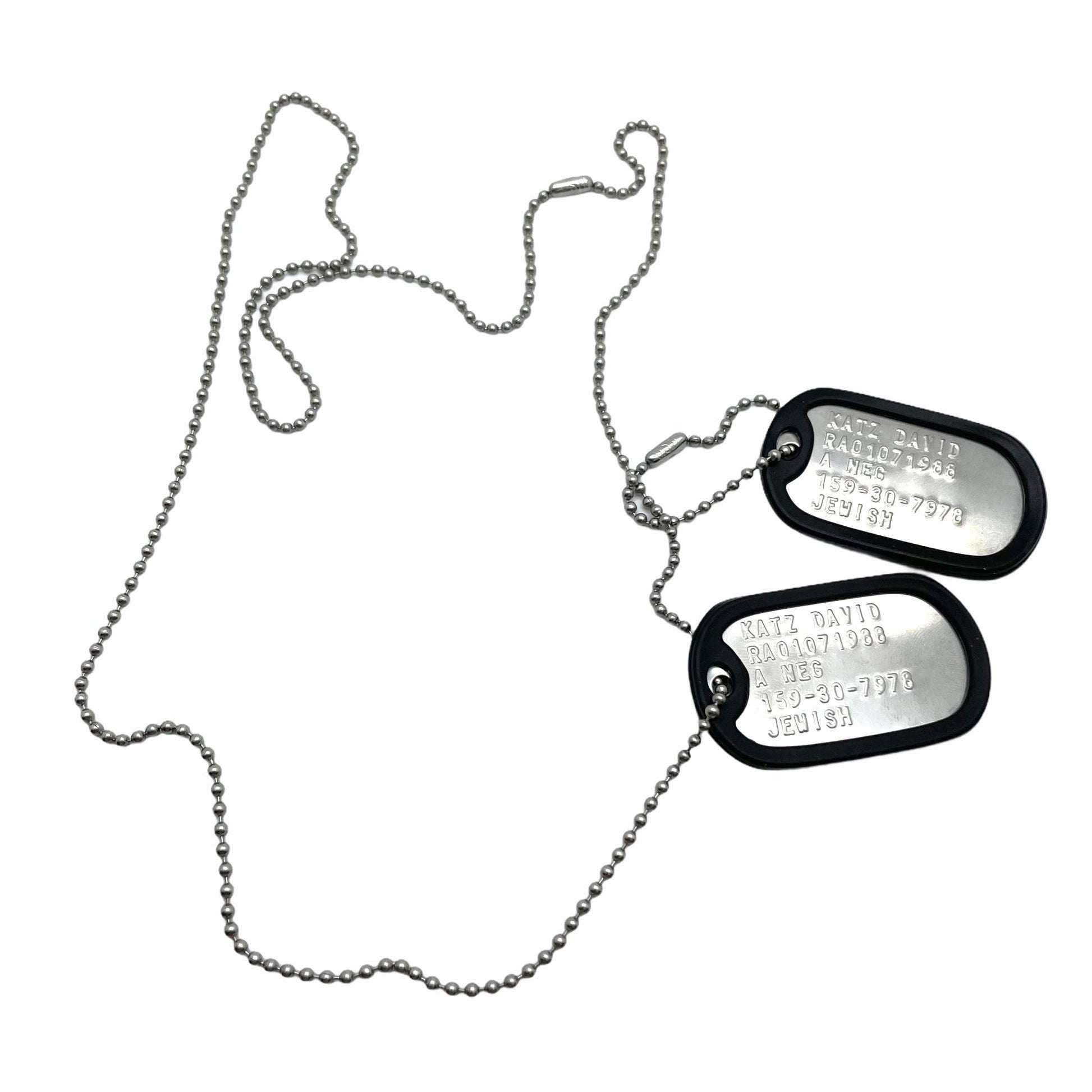 David “Dave” Joseph Katz Umbrella Academy Military Dog Tags Prop Replica - Stainless Steel - Chains&Silencers Included - TheDogTagCo
