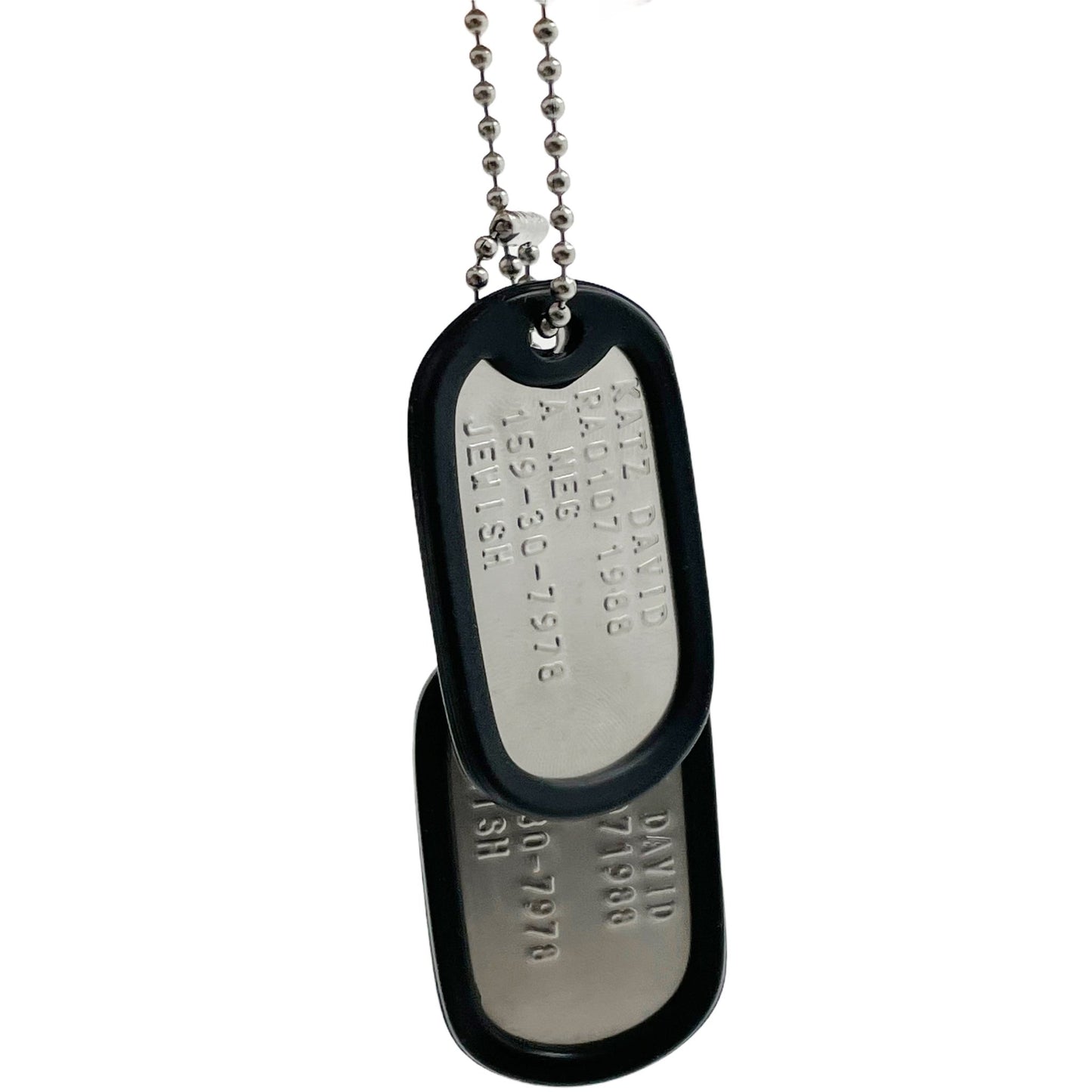 David “Dave” Joseph Katz Umbrella Academy Military Dog Tags Prop Replica - Stainless Steel - Chains&Silencers Included - TheDogTagCo