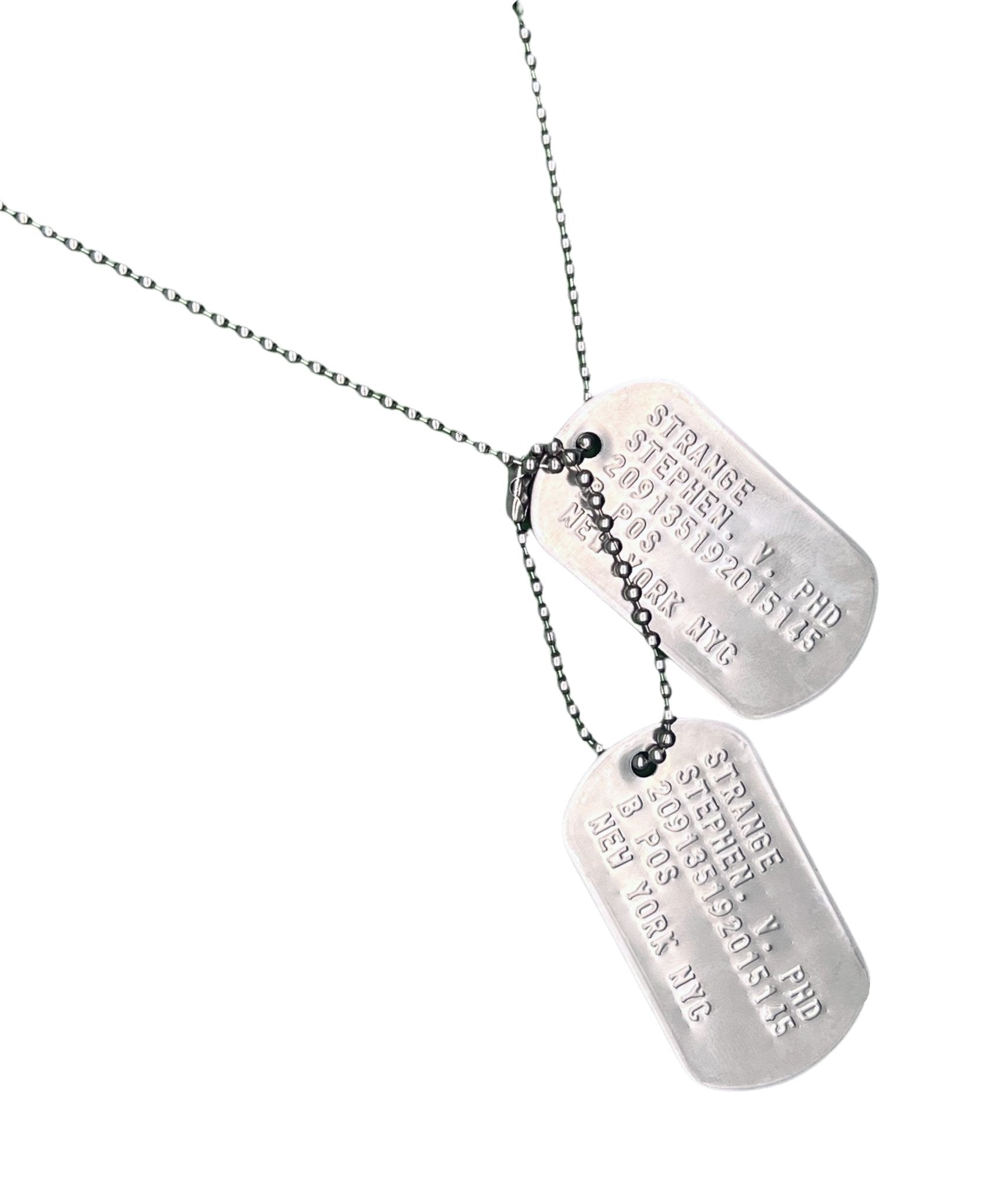 Doctor Stephen Strange Military Dog Tags - Costume Cosplay Prop Replica - Stainless Steel Chains Included - TheDogTagCo