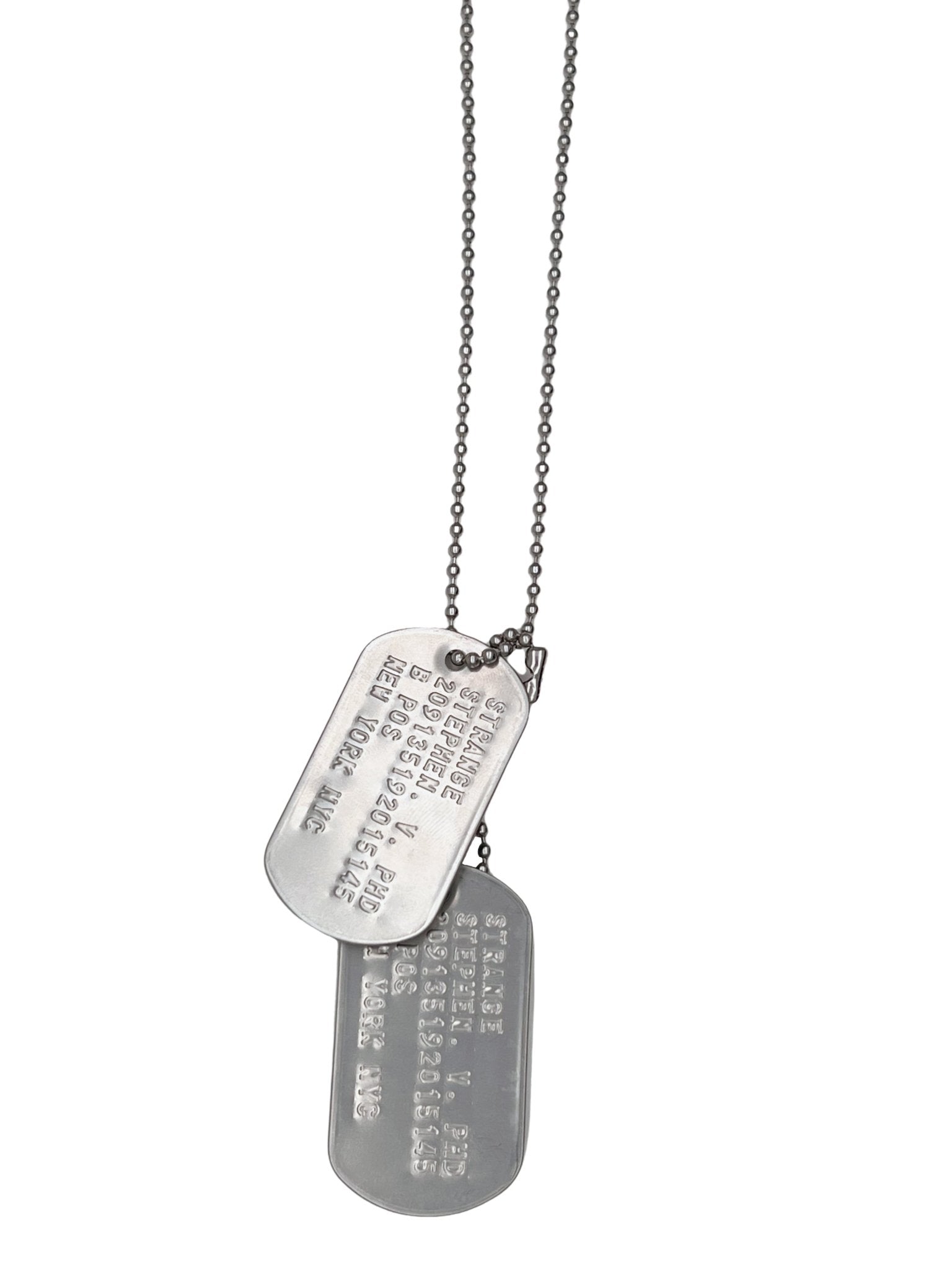 Doctor Stephen Strange Military Dog Tags - Costume Cosplay Prop Replica - Stainless Steel Chains Included - TheDogTagCo