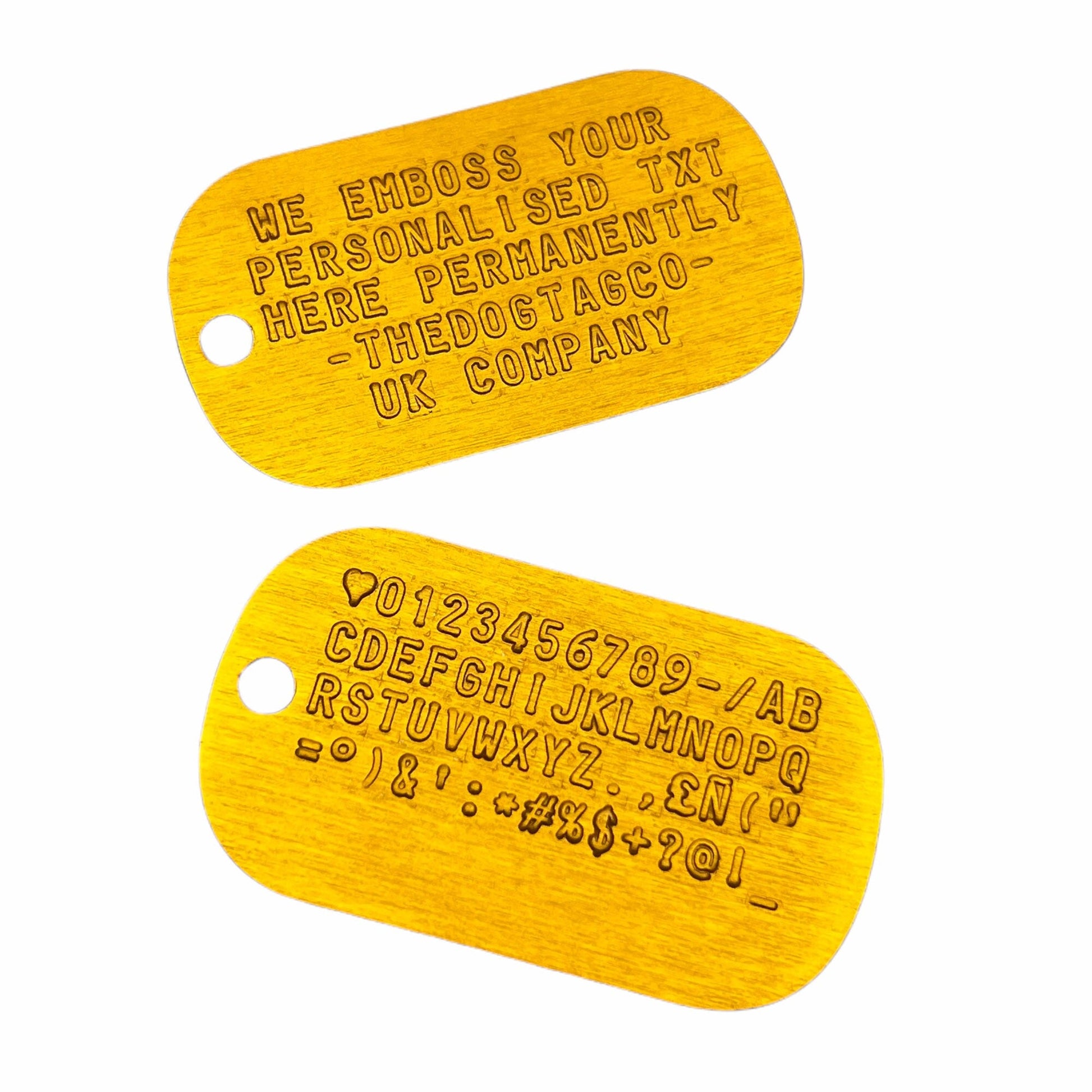 Genuine Army Dog Tag (Gold Personalised ID Dog Tag Army PAIR Set with Yellow Chains) - TheDogTagCo