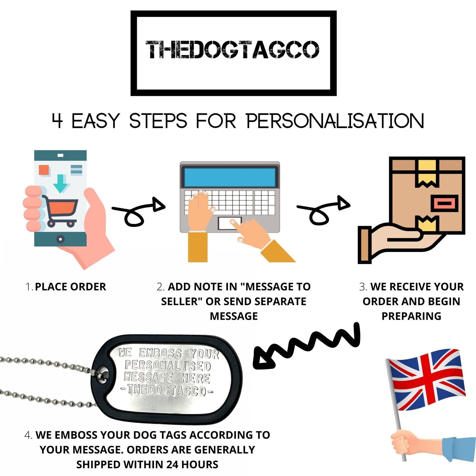 Genuine Army Dog Tag (Gold Personalised ID Dog Tag Army PAIR Set with Yellow Chains) - TheDogTagCo