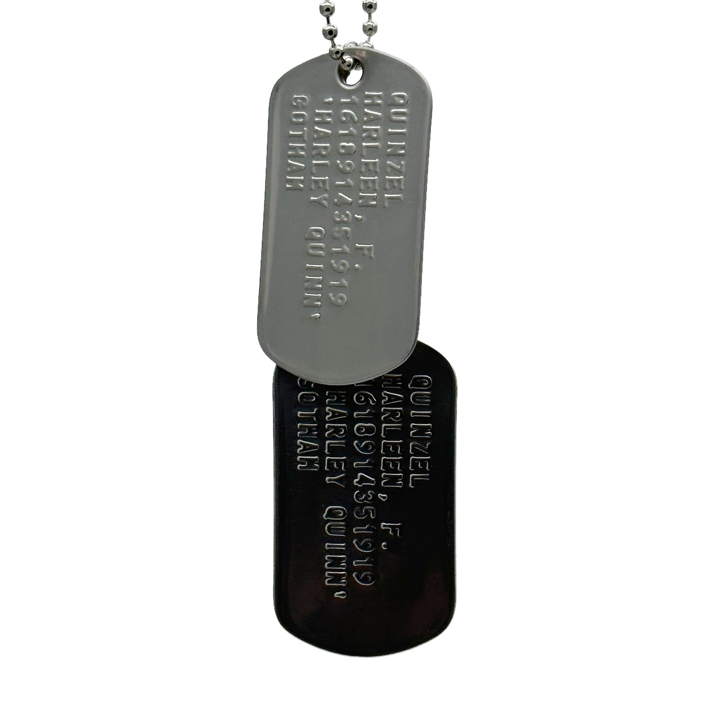 'Harley Quinn' Dog Tags - Costume Cosplay Prop Replica Military - Stainless Steel Chains Included - TheDogTagCo