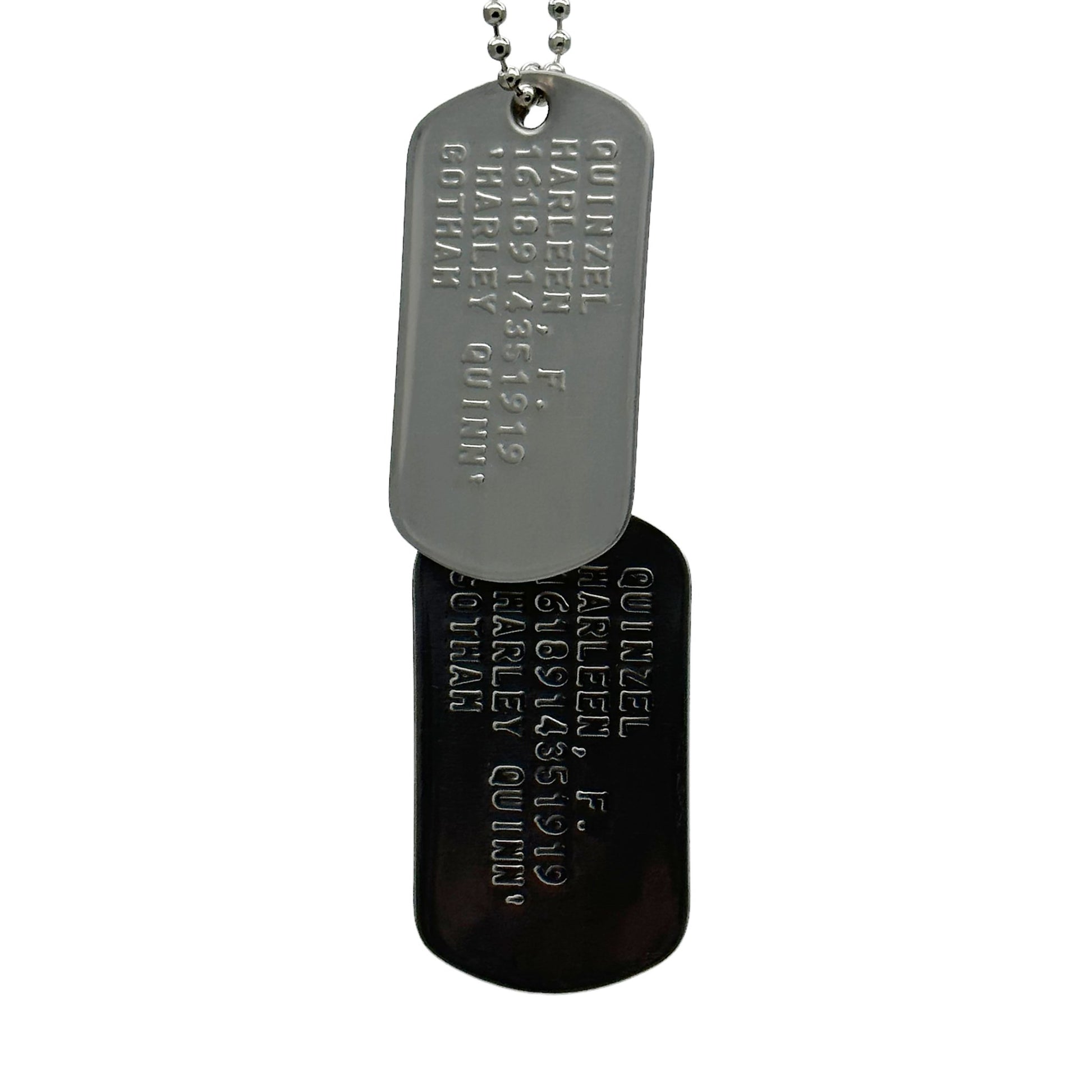 'Harley Quinn' Dog Tags - Costume Cosplay Prop Replica Military - Stainless Steel Chains Included - TheDogTagCo