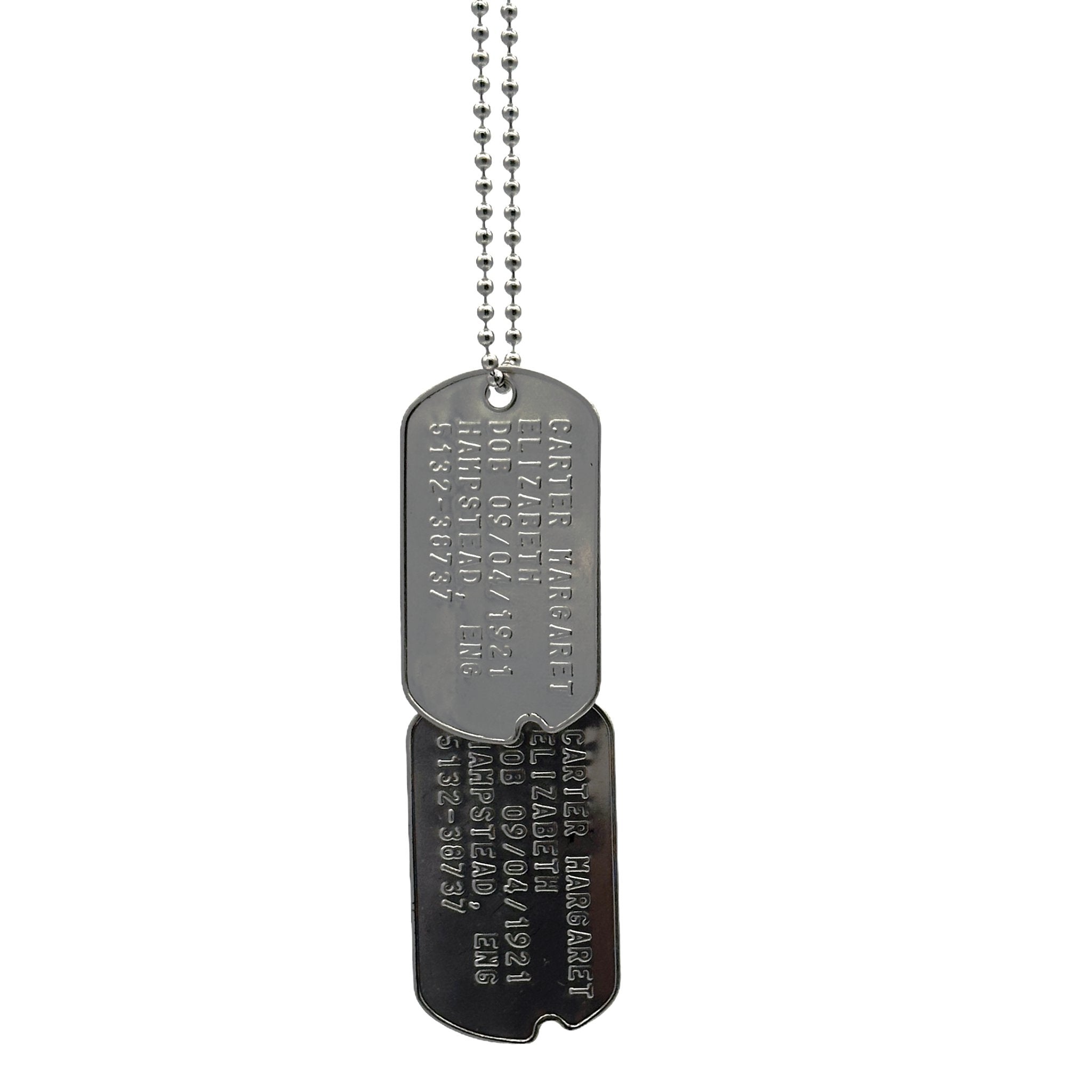 Military Dog Tag Set WWII Style Notched - Saunders Military Insignia