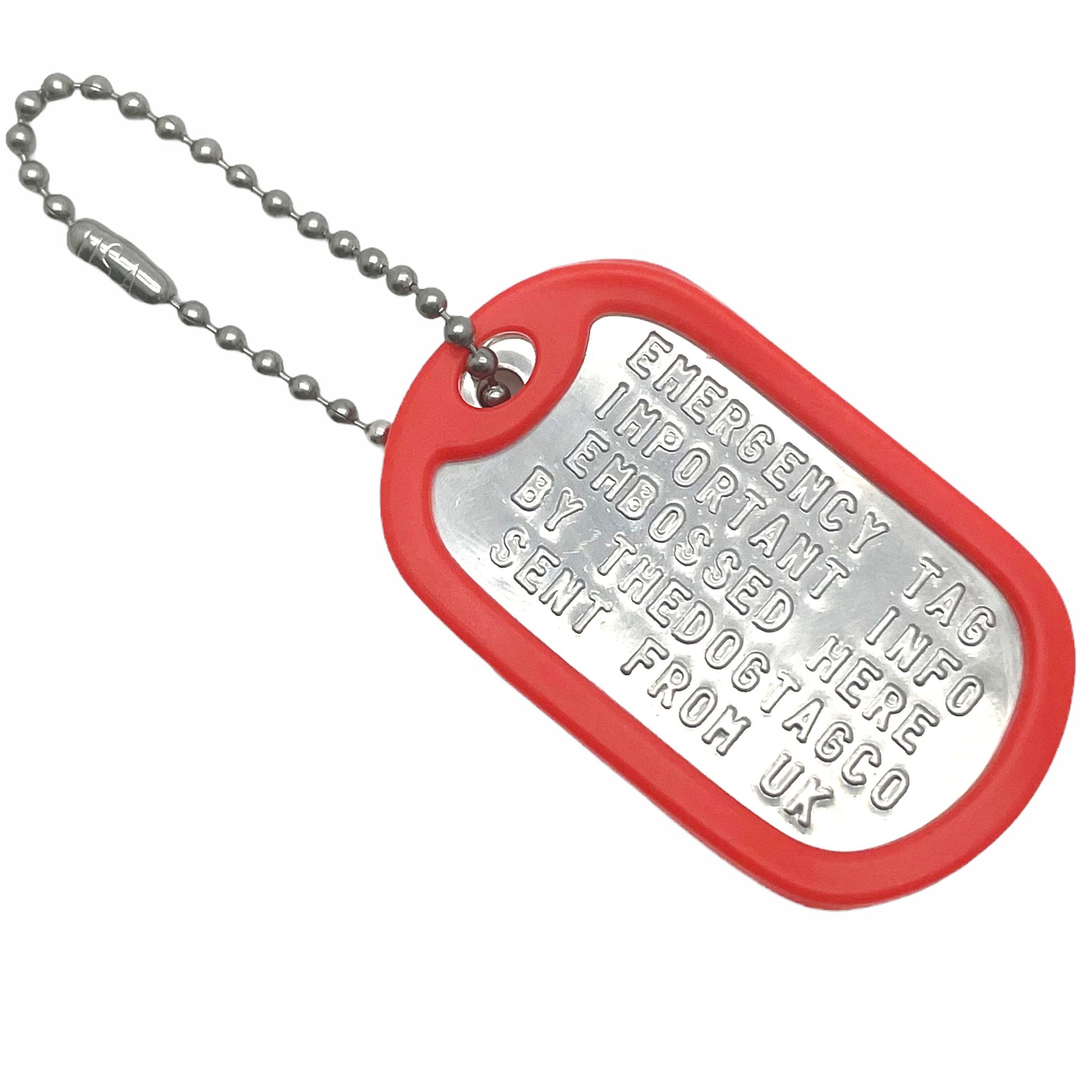 Military Dog Tag Stainless Steel Single Keychain, Emergency, Luggage Tag, Supplied supplied with 4" chain - TheDogTagCo