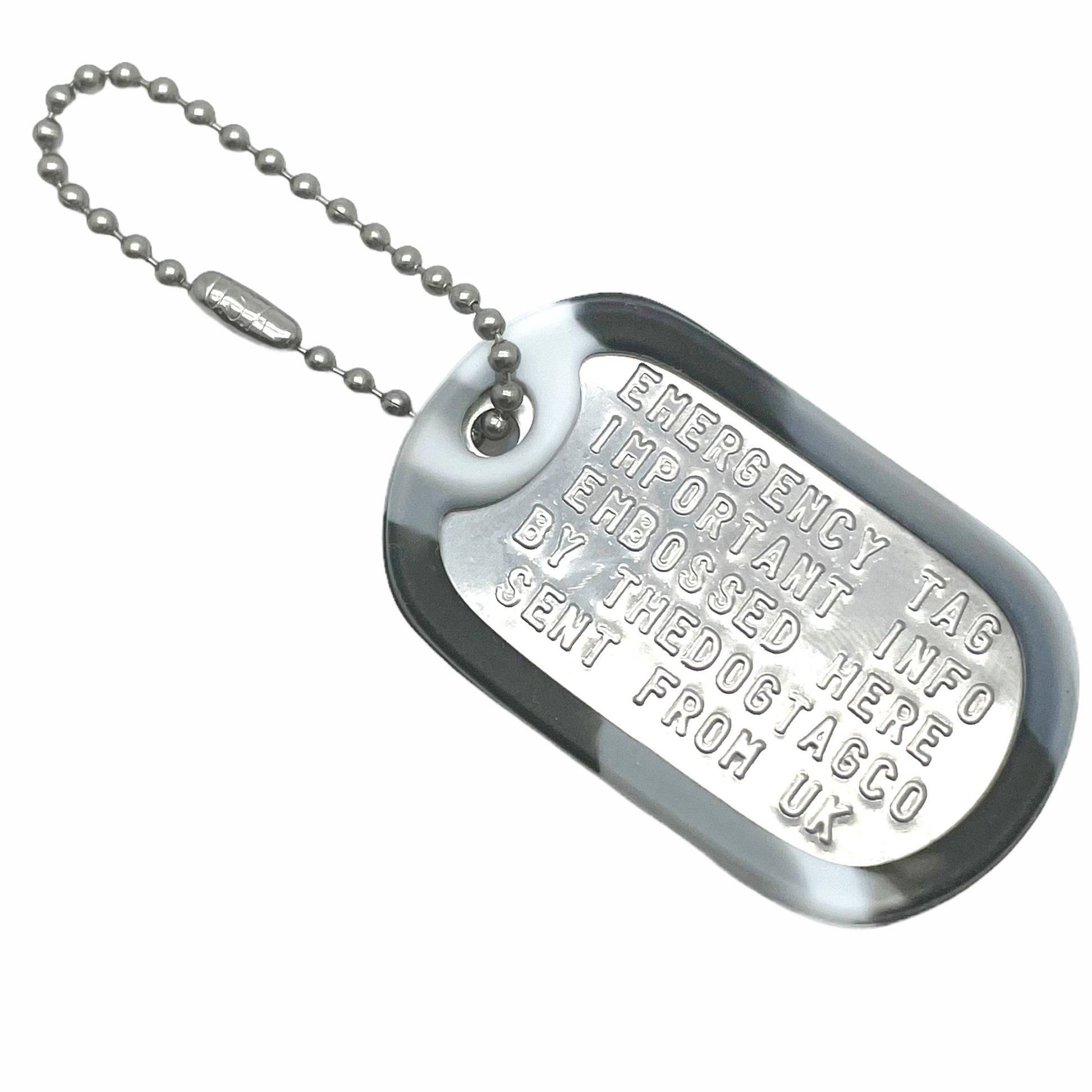Military Dog Tag Stainless Steel Single Keychain, Emergency, Luggage Tag, Supplied supplied with 4" chain - TheDogTagCo