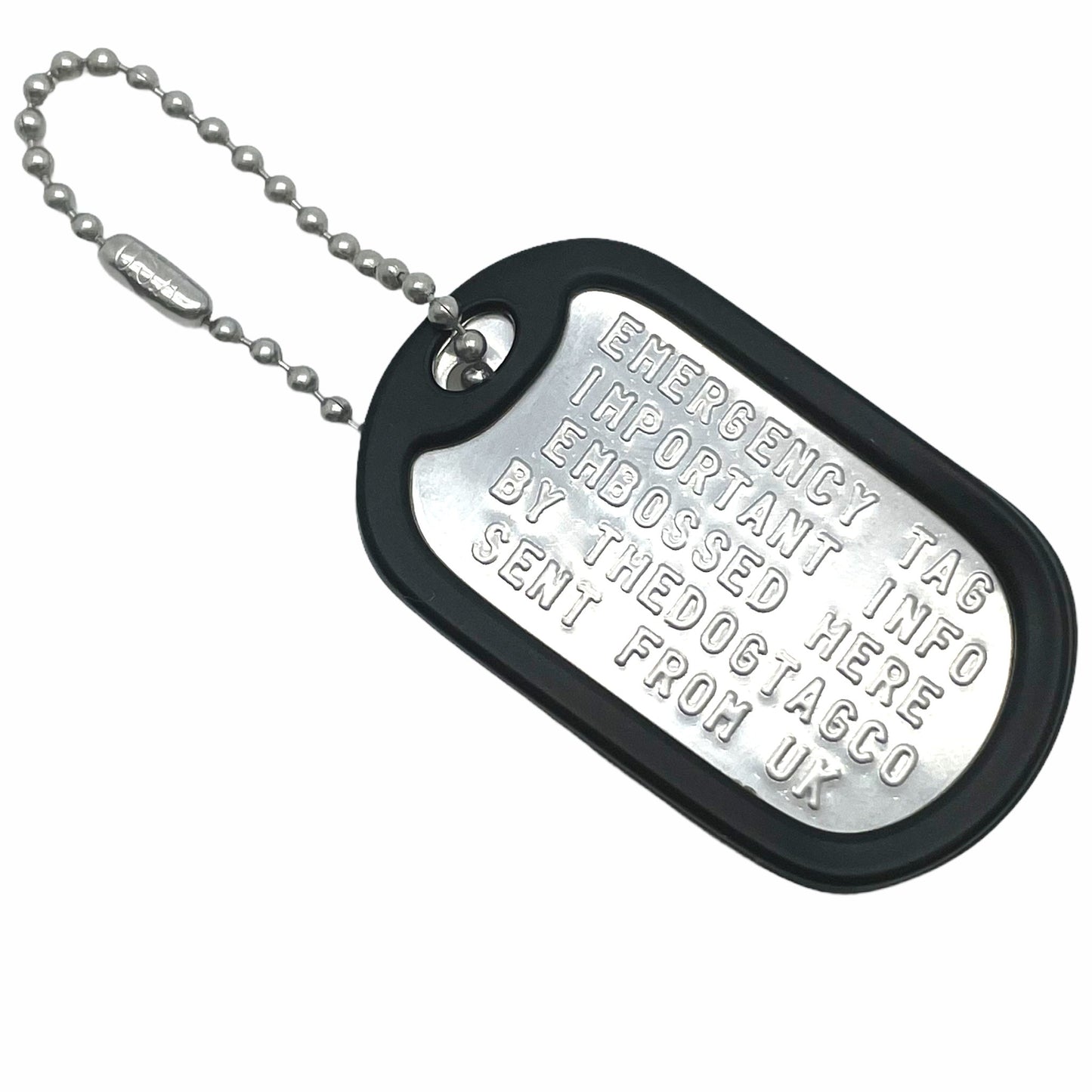 Military Dog Tag Stainless Steel Single Keychain, Emergency, Luggage Tag, Supplied supplied with 4" chain - TheDogTagCo