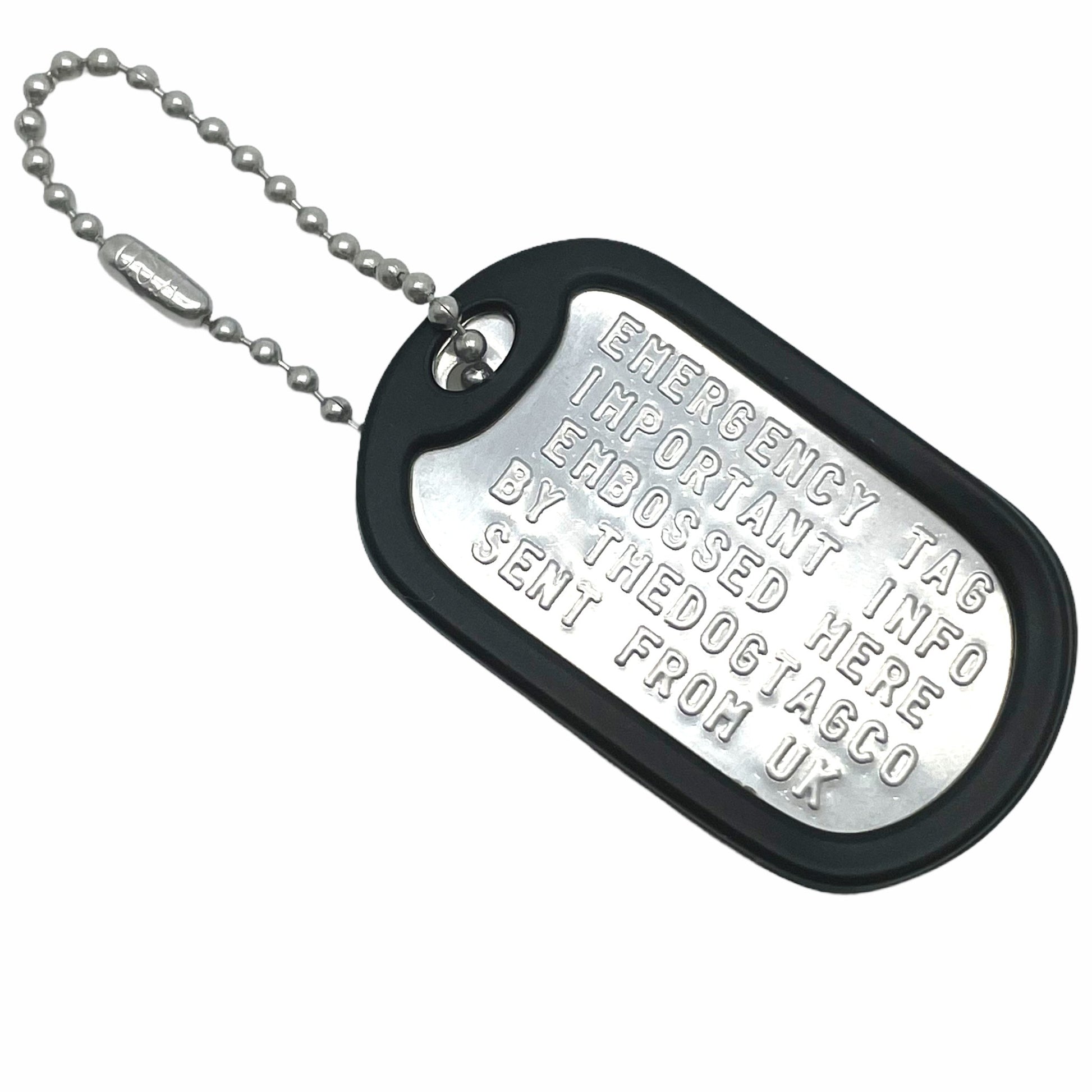 Military Dog Tag Stainless Steel Single Keychain, Emergency, Luggage Tag, Supplied supplied with 4" chain - TheDogTagCo