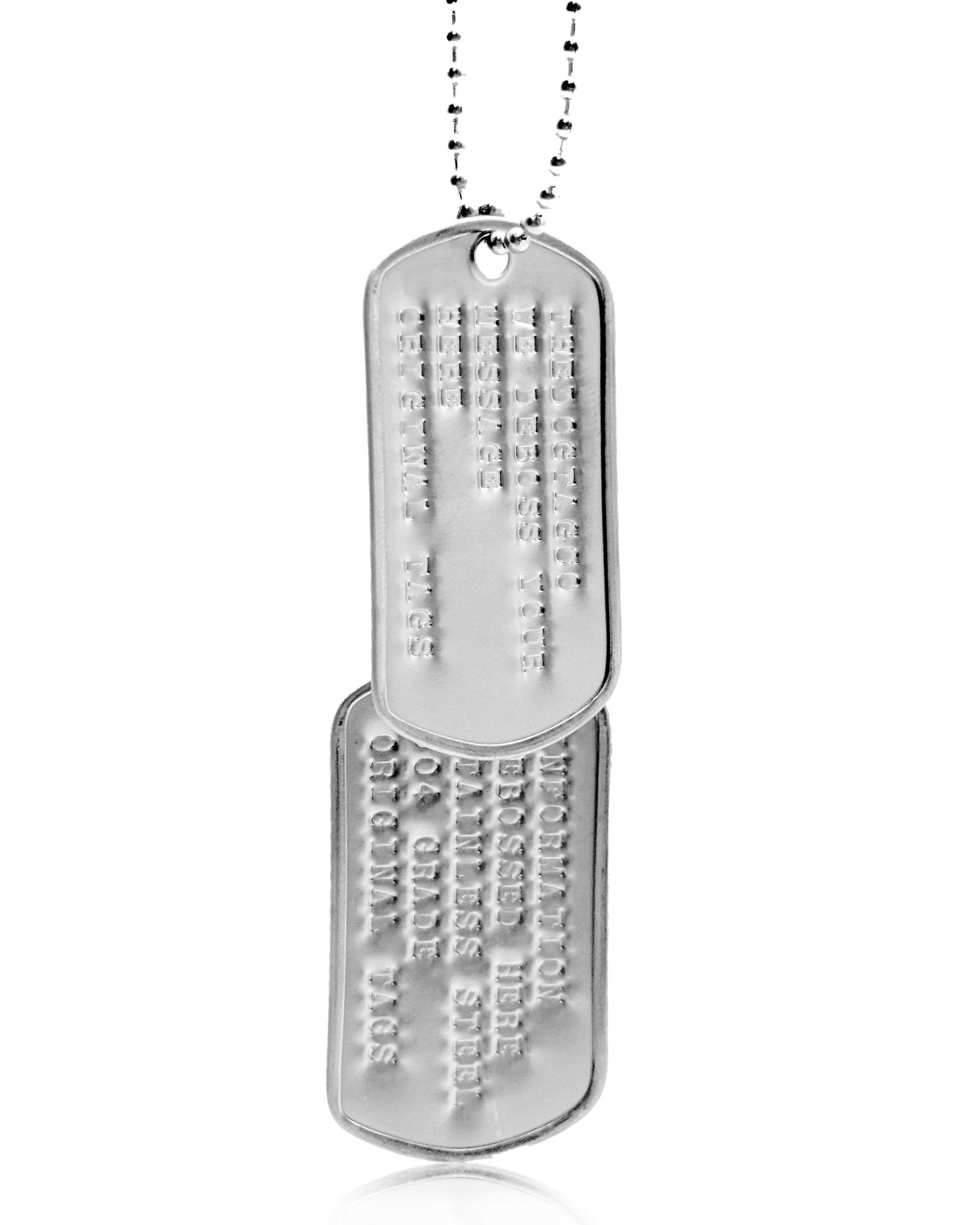 PERSONALISED DEBOSSED US Spec Military Dog Tags Set Chains 304 Grade TheDogTagCo