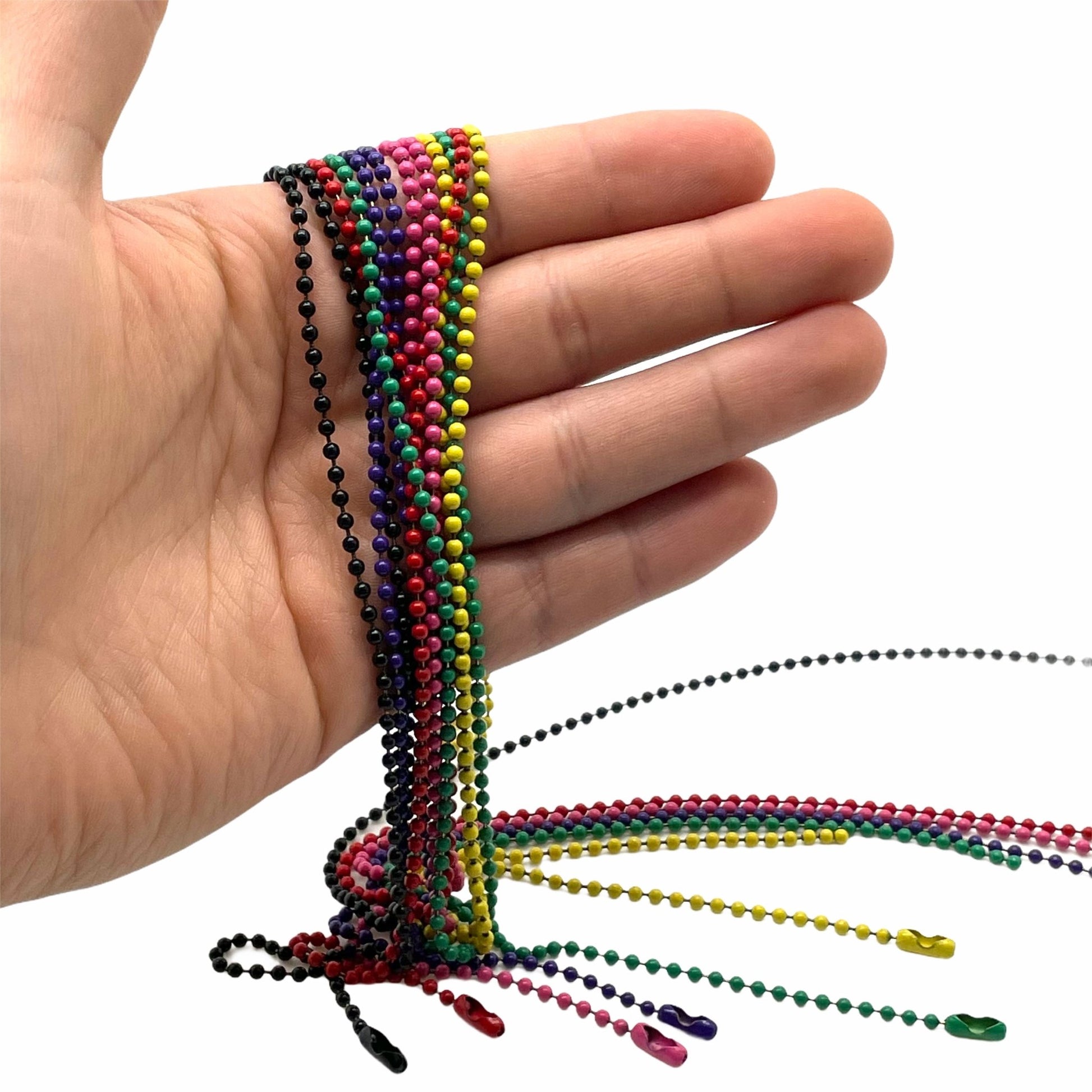Replacement 30" Colour Coated Steel Chain - U.S.A Ball 2.4mm Bead with connector (1 - 10 Pack) - TheDogTagCo
