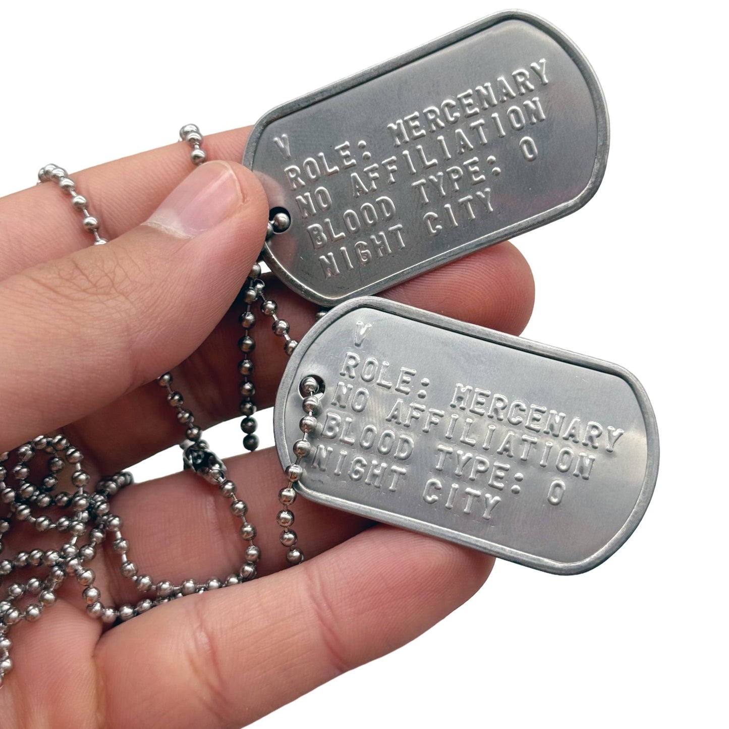 'V' 2077 US Military DOG TAGS Gaming Collectible Pendant COSPLAY Necklace - TheDogTagCo