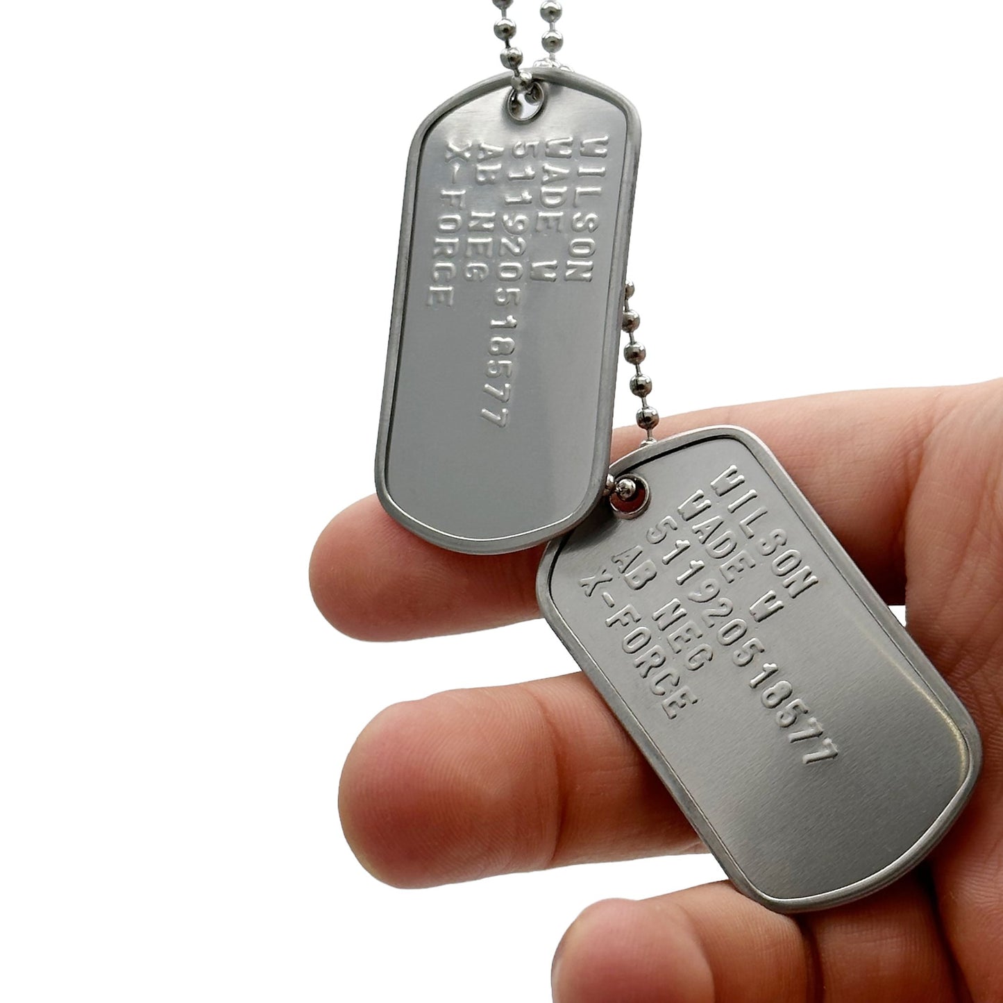 'WADE WILSON' Dog Tags - Costume Cosplay Prop Replica Military - Stainless Steel Chains Included - TheDogTagCo