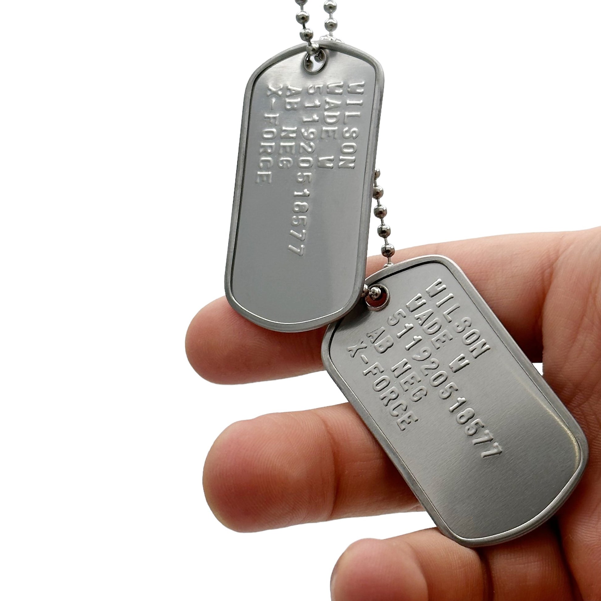 'WADE WILSON' Dog Tags - Costume Cosplay Prop Replica Military - Stainless Steel Chains Included - TheDogTagCo