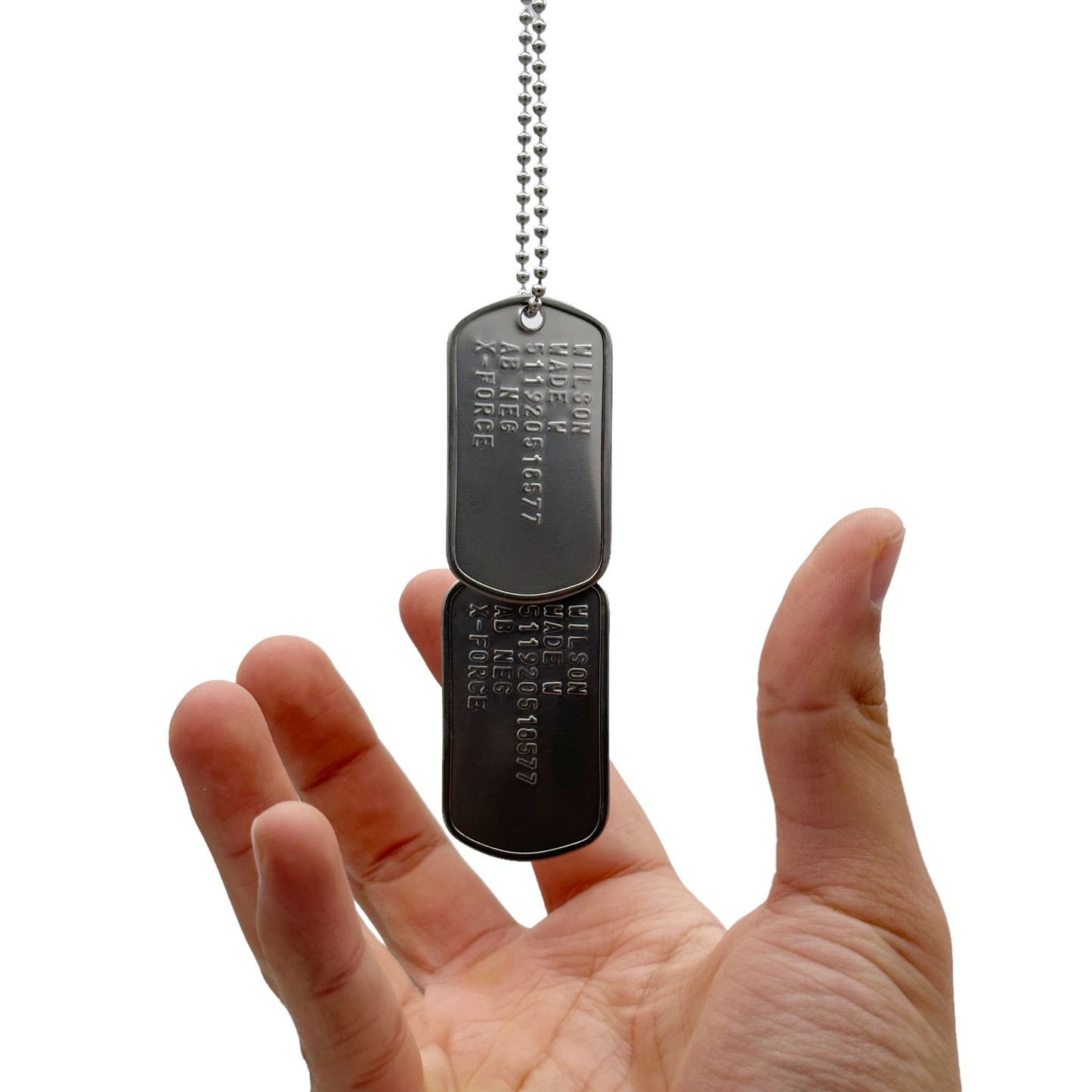 'WADE WILSON' Dog Tags - Costume Cosplay Prop Replica Military - Stainless Steel Chains Included - TheDogTagCo