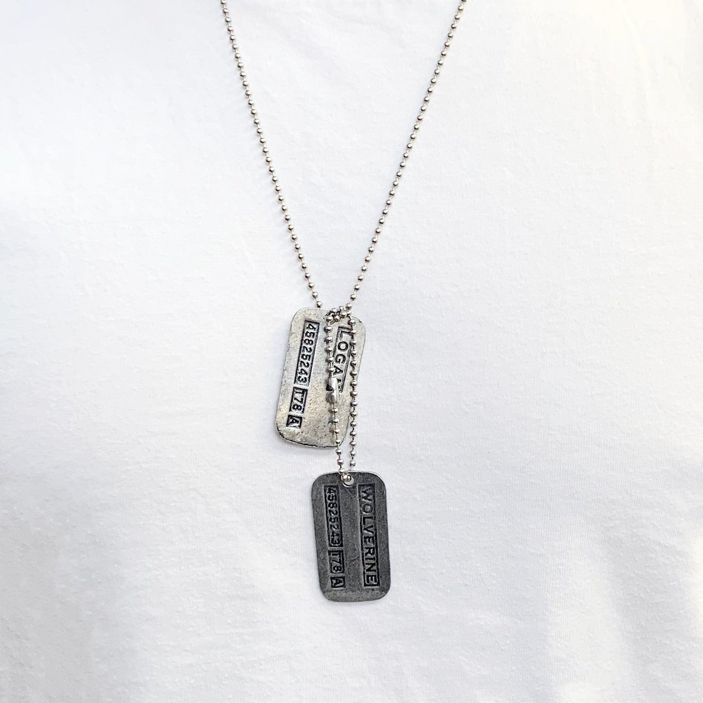 'WOLVERINE' Logan Military Dog Tags - Cosplay Costume Prop Replica - Stainless Steel Chains Included - TheDogTagCo