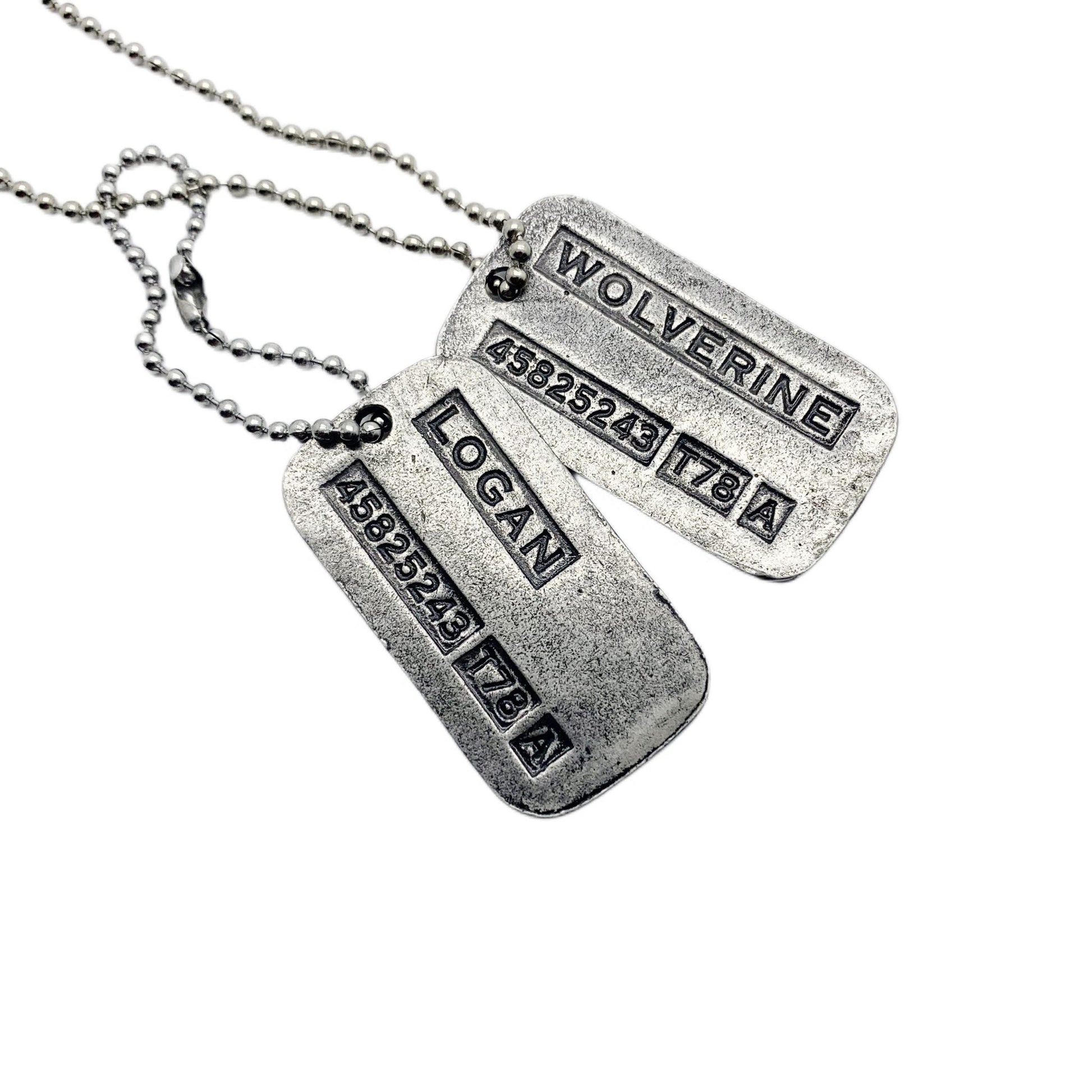 'WOLVERINE' Logan Military Dog Tags - Cosplay Costume Prop Replica - Stainless Steel Chains Included - TheDogTagCo