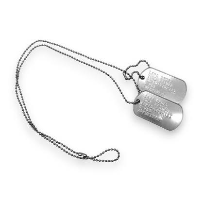 'LARA CROFT' Dog Tags - Costume Cosplay Prop Replica Military - Stainless Steel Chains Included