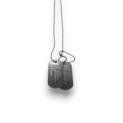 'LARA CROFT' Dog Tags - Costume Cosplay Prop Replica Military - Stainless Steel Chains Included
