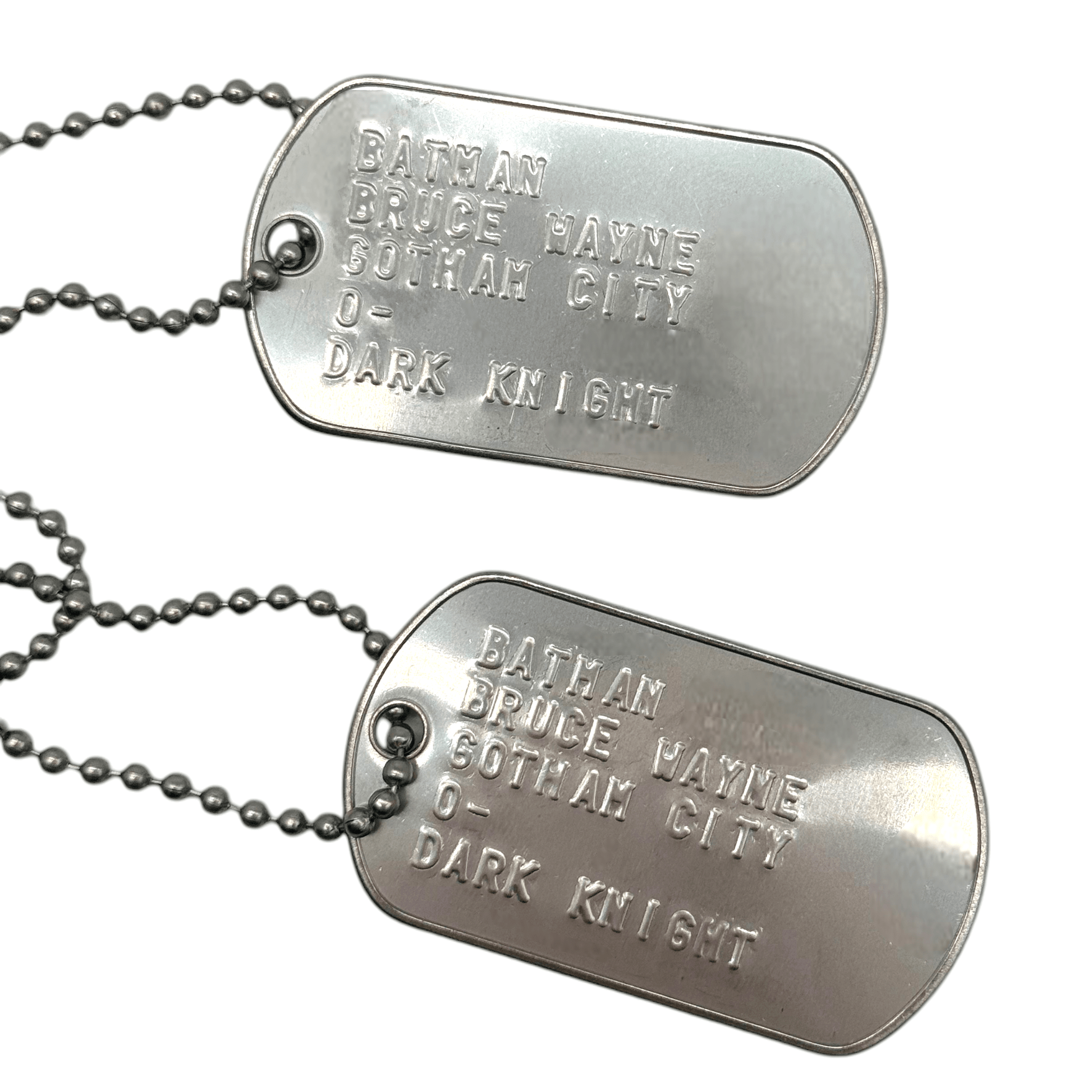 BRUCE WAYNE 'BATMAN' Dog Tags - Costume Cosplay Prop Replica Military - Stainless Steel Chains Included - TheDogTagCo