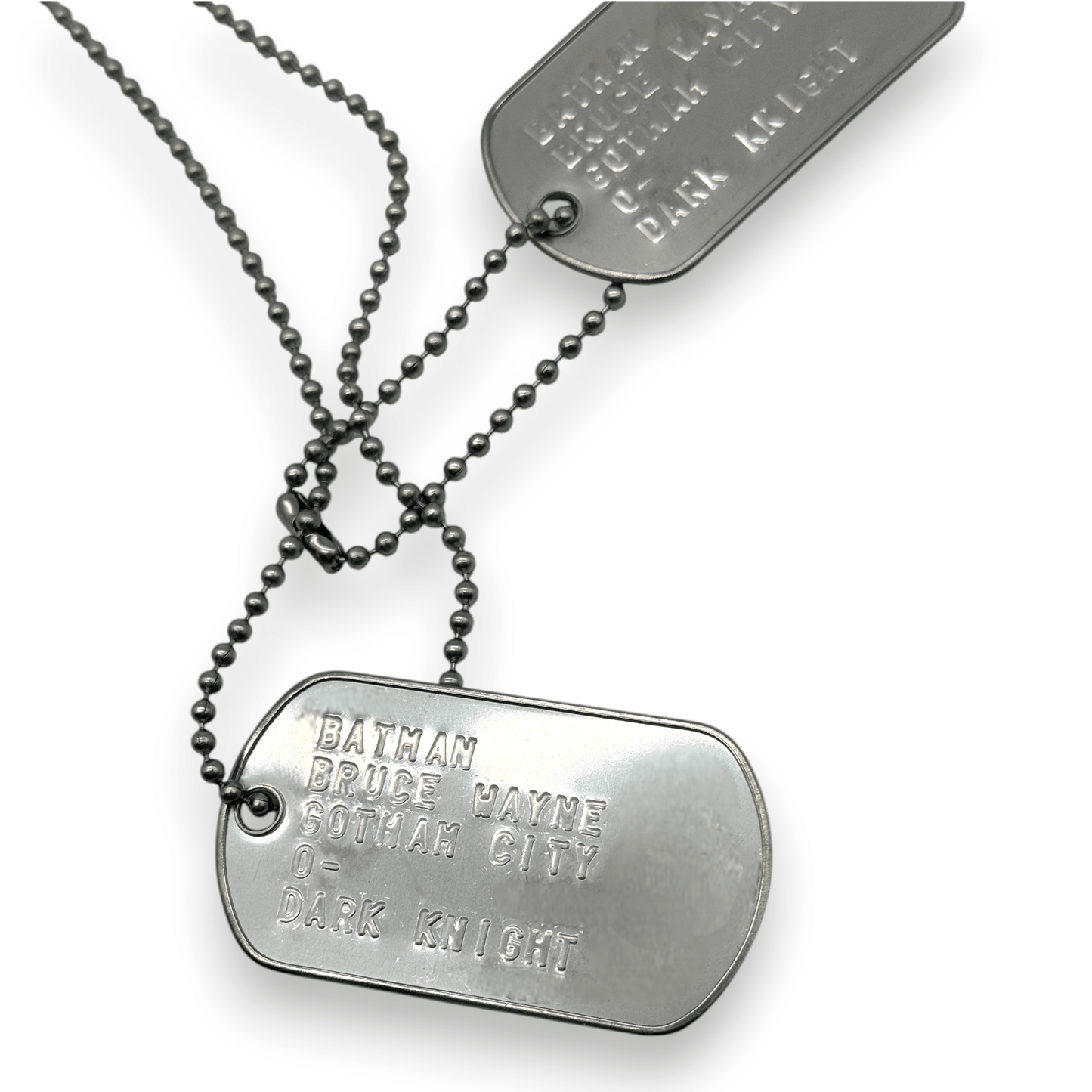 BRUCE WAYNE 'BATMAN' Dog Tags - Costume Cosplay Prop Replica Military - Stainless Steel Chains Included - TheDogTagCo