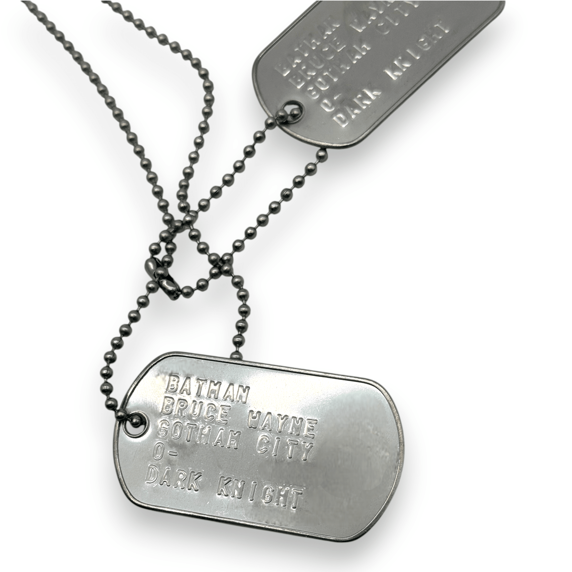 BRUCE WAYNE 'BATMAN' Dog Tags - Costume Cosplay Prop Replica Military - Stainless Steel Chains Included - TheDogTagCo