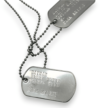 BRUCE WAYNE 'BATMAN' Dog Tags - Costume Cosplay Prop Replica Military - Stainless Steel Chains Included - TheDogTagCo
