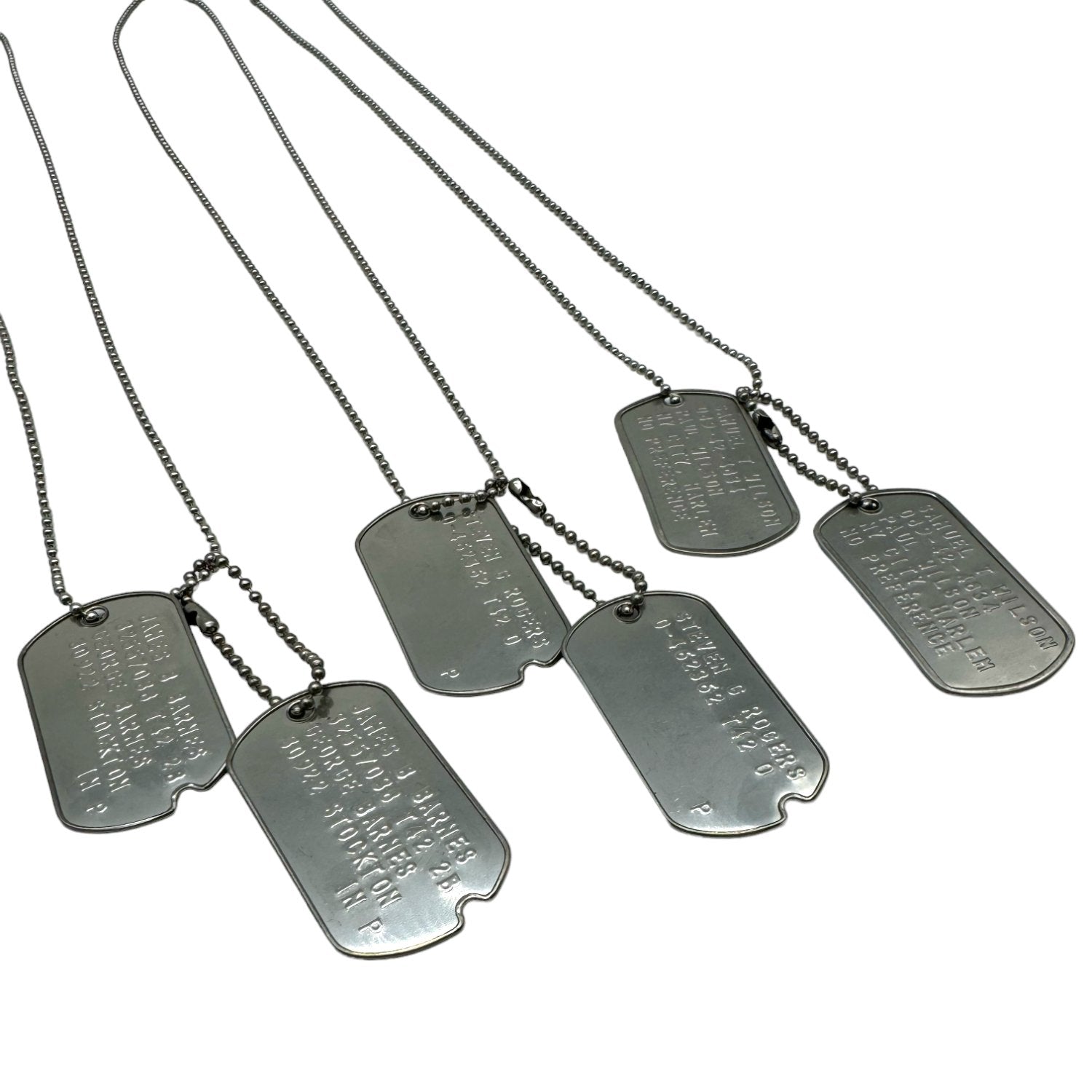 Bucky, Falcon, Captain America (Complete Collection) WWII Style Military Dog Tags Prop Replica - Stainless Steel - Chain&Silencers Included - TheDogTagCo
