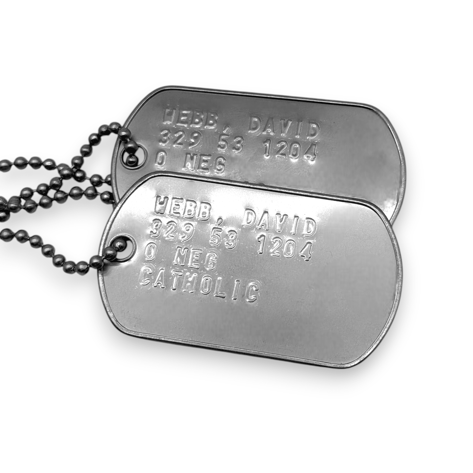 DAVID WEBB 'JASON BOURNE' Dog Tags - Costume Cosplay Prop Replica Military - Stainless Steel Chains Included - TheDogTagCo